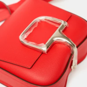 Hermès Mini Della Cavalleria Rouge de Coeur Epsom PHW