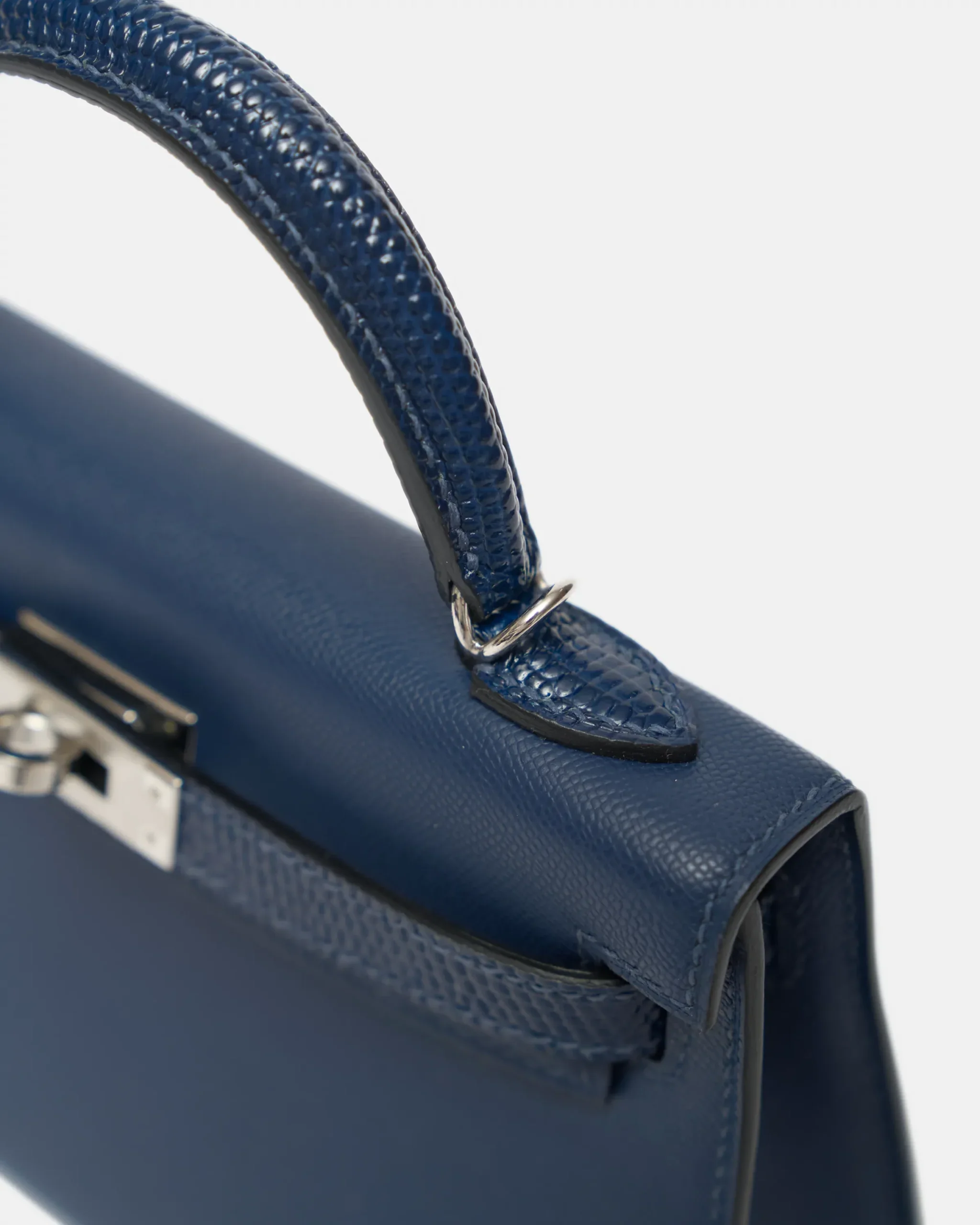 Hermès Mini Kelly Navy Lizard Madame Leather PHW