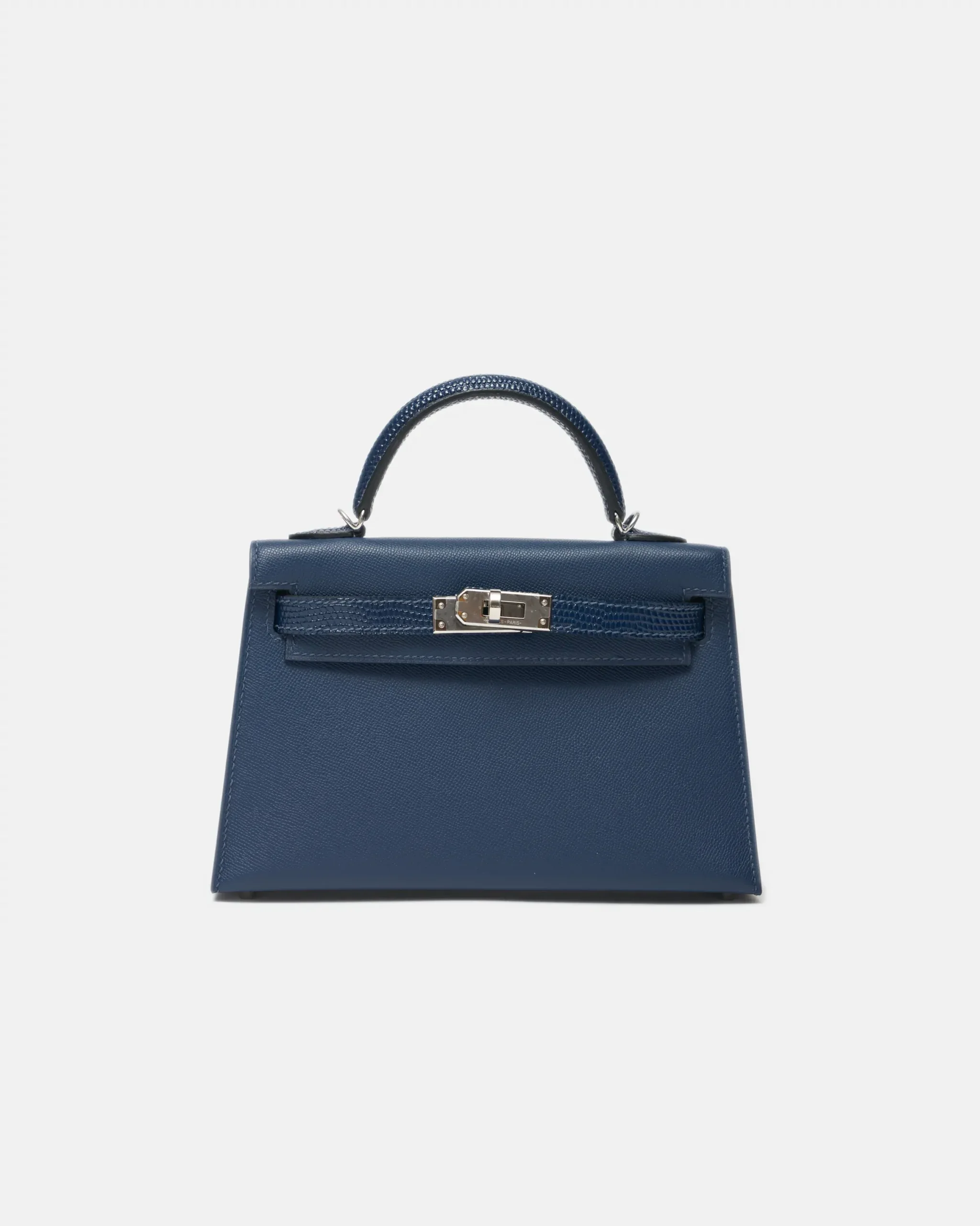 Hermès Mini Kelly Navy Lizard Madame Leather PHW