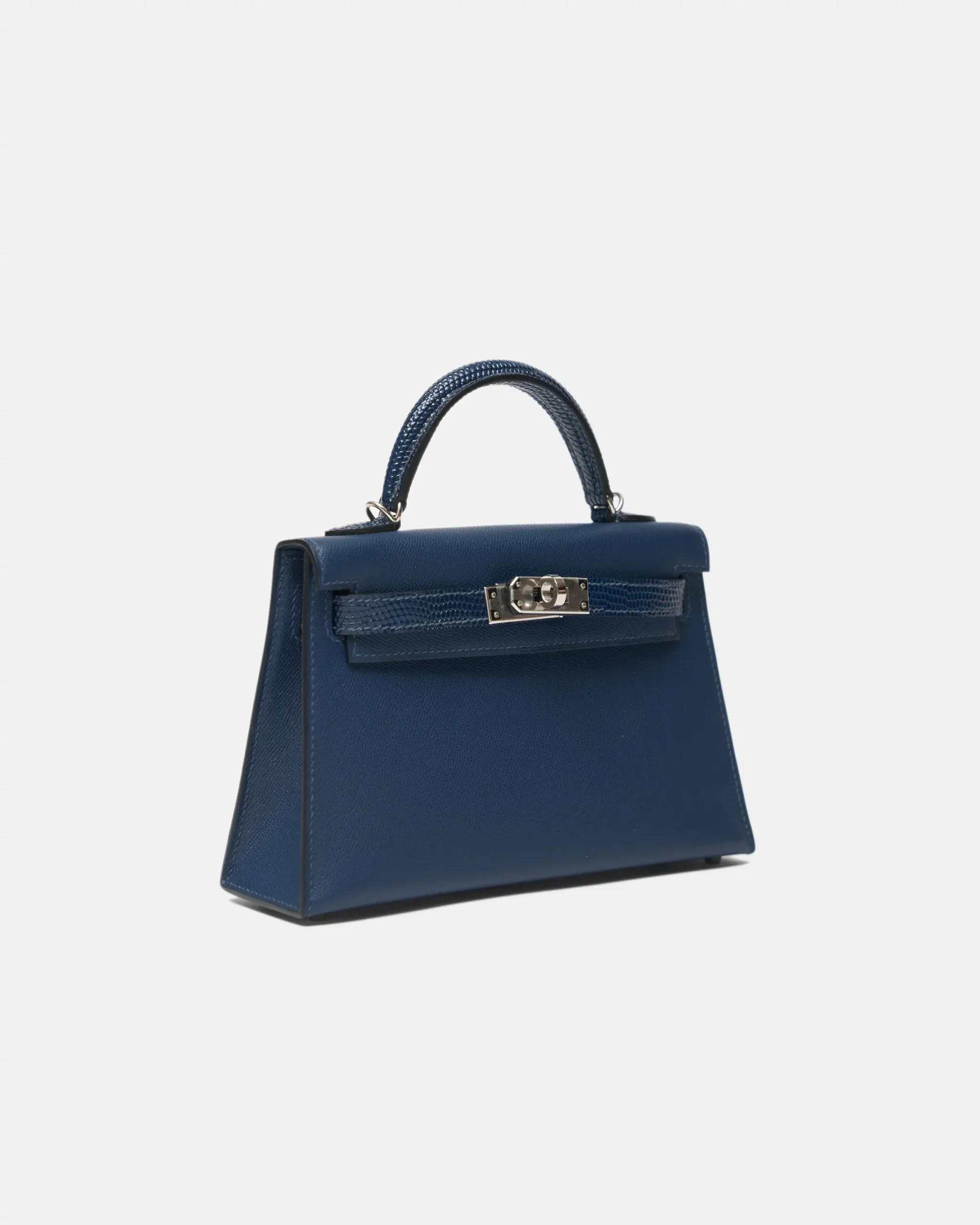 Hermès Mini Kelly Navy Lizard Madame Leather PHW