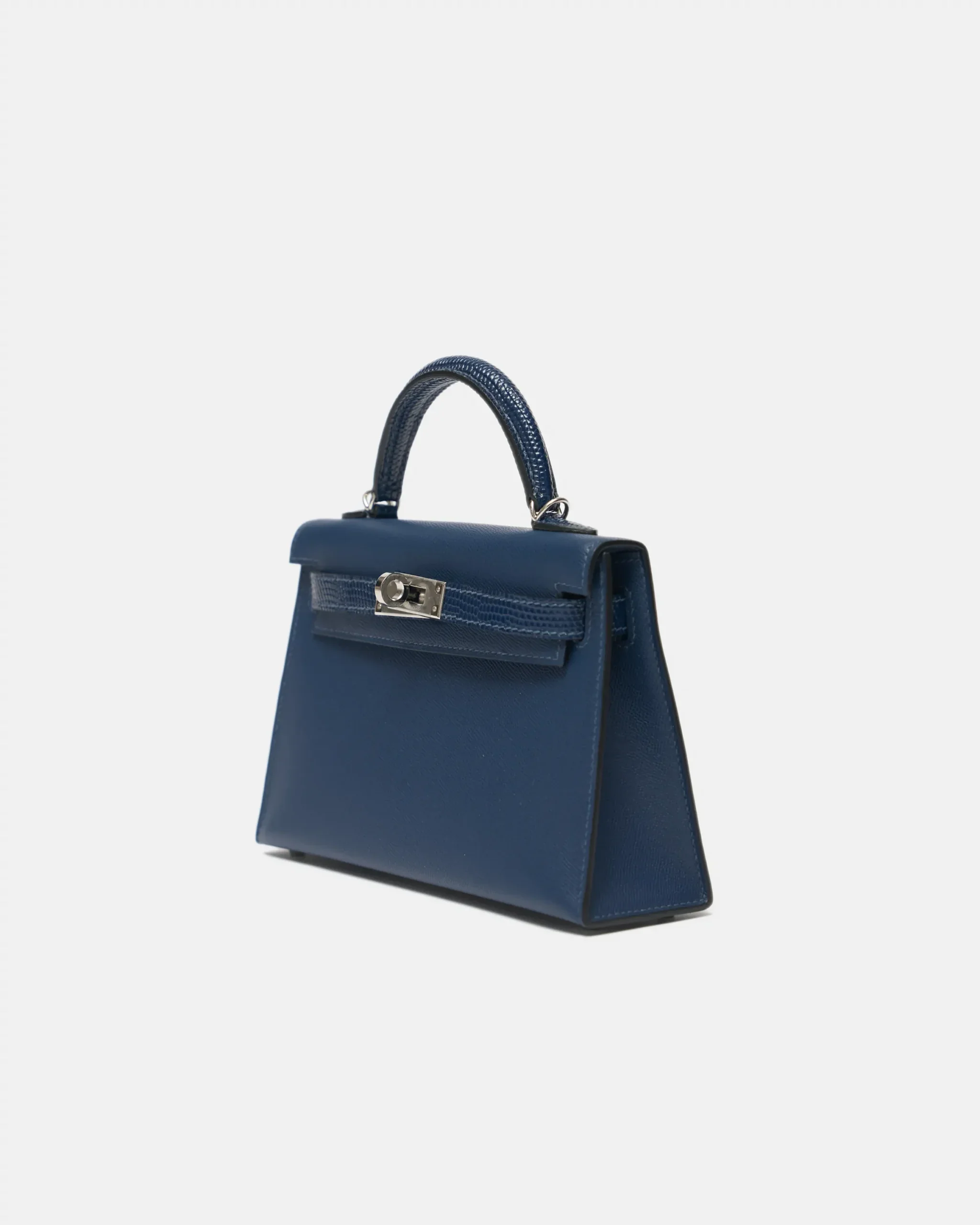 Hermès Mini Kelly Navy Lizard Madame Leather PHW