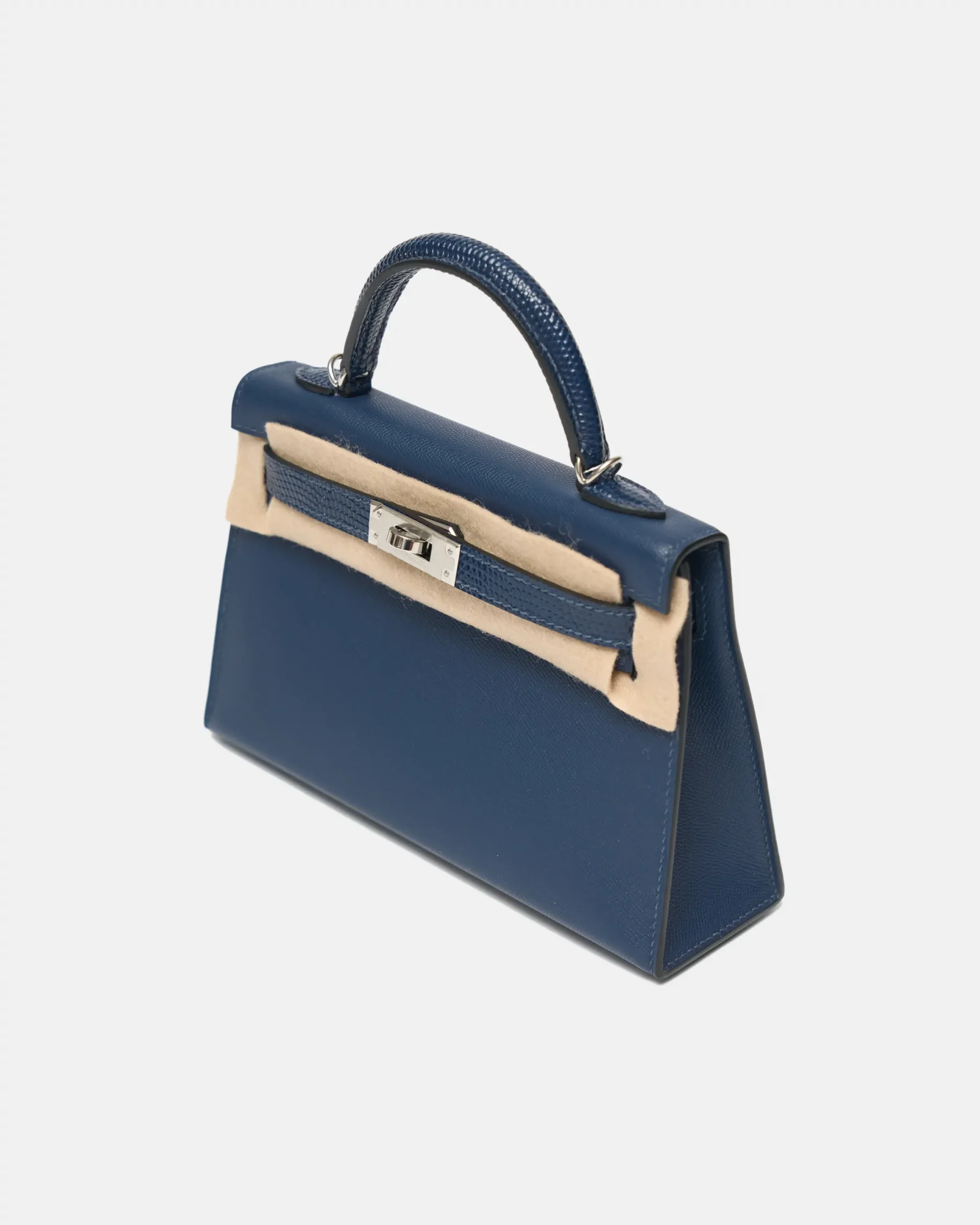 Hermès Mini Kelly Navy Lizard Madame Leather PHW