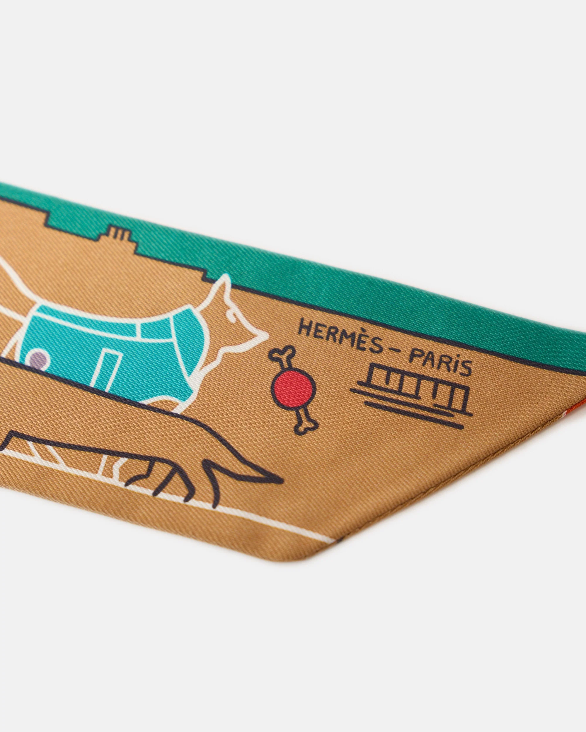 Hermès Twilly 86 Soie Les Chiens Parisiens Fm Beige