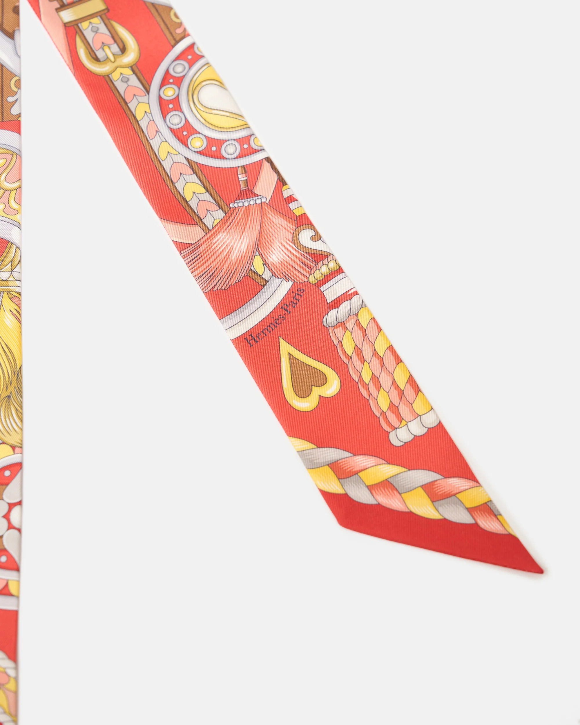 Hermès Twilly 86 Harnais De Coeur Sn Grenadine Gris Jau