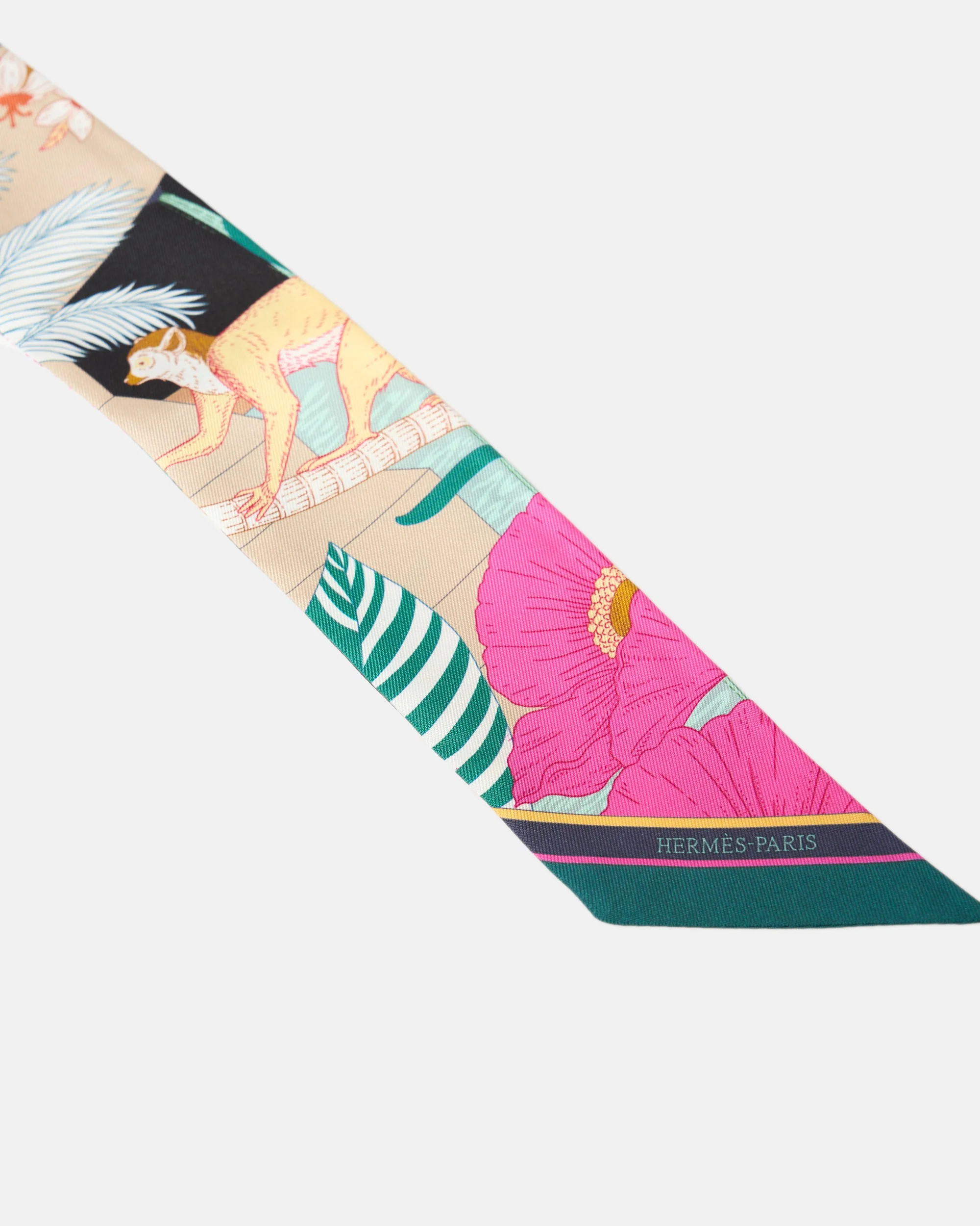 Hermès Twilly 86 Les Clès à Pois Abricot/Gris Ascier/Multicolore