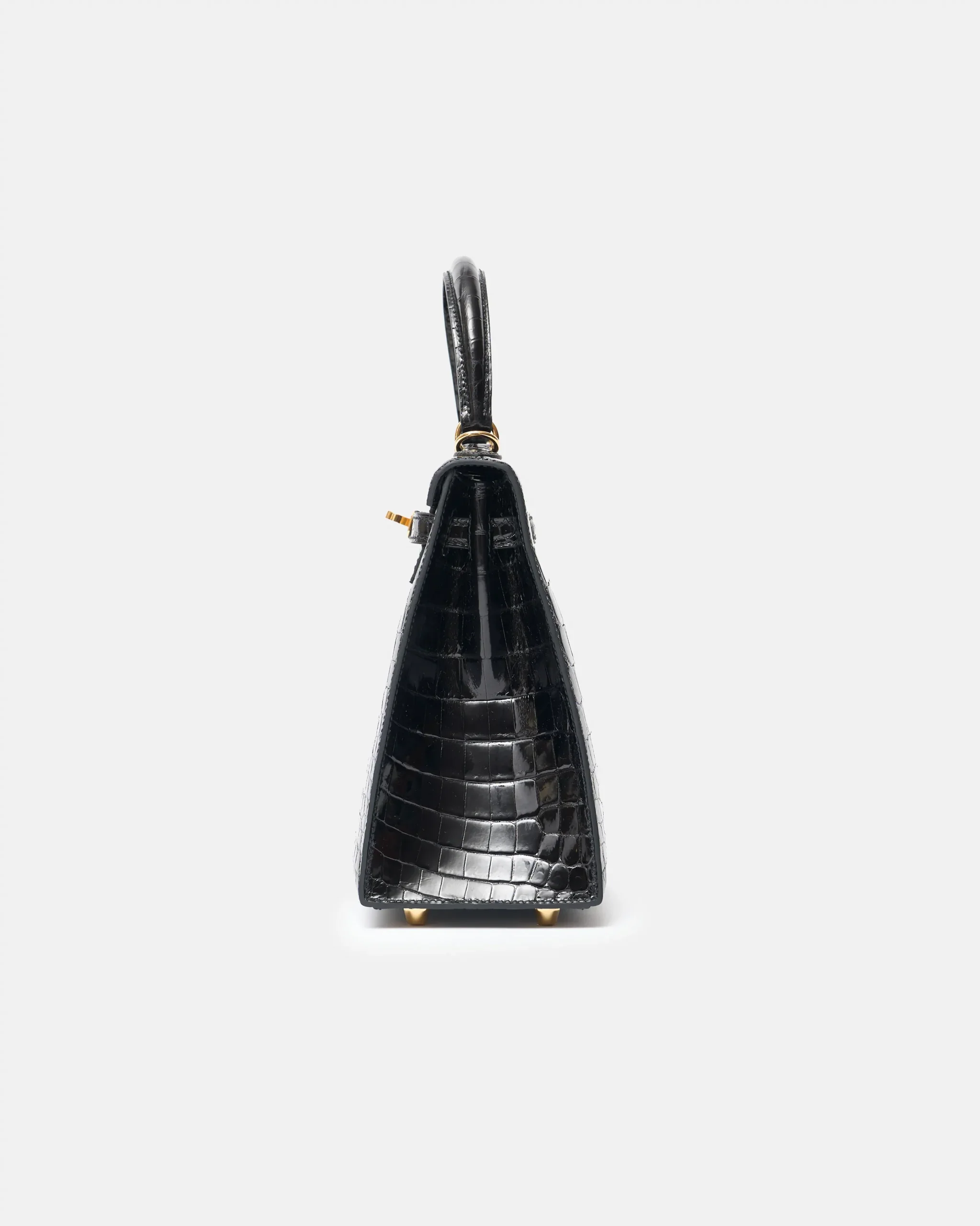 Hermès Kelly 25 Black Shiny Crocodile GHW