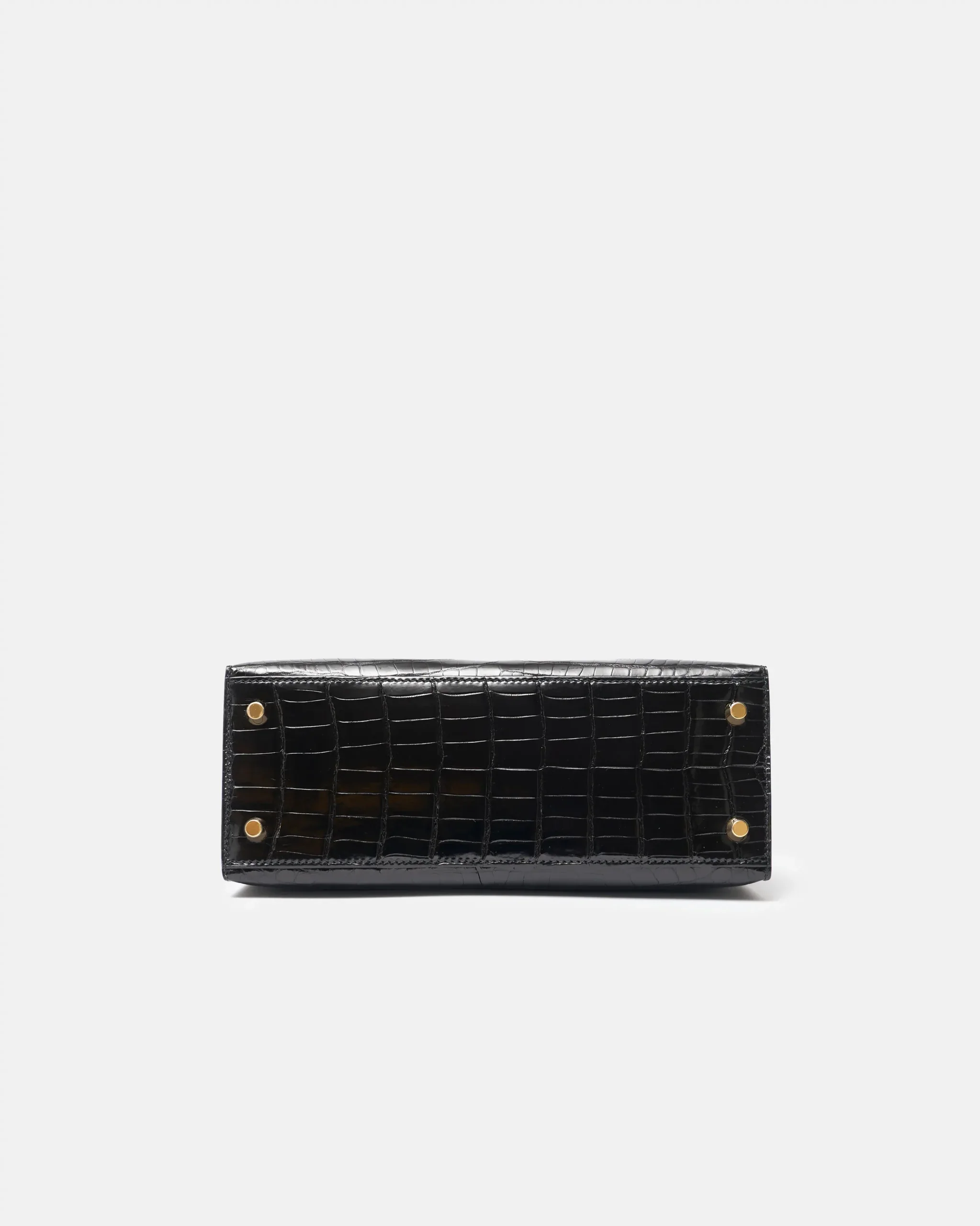 Hermès Kelly 25 Black Shiny Crocodile GHW