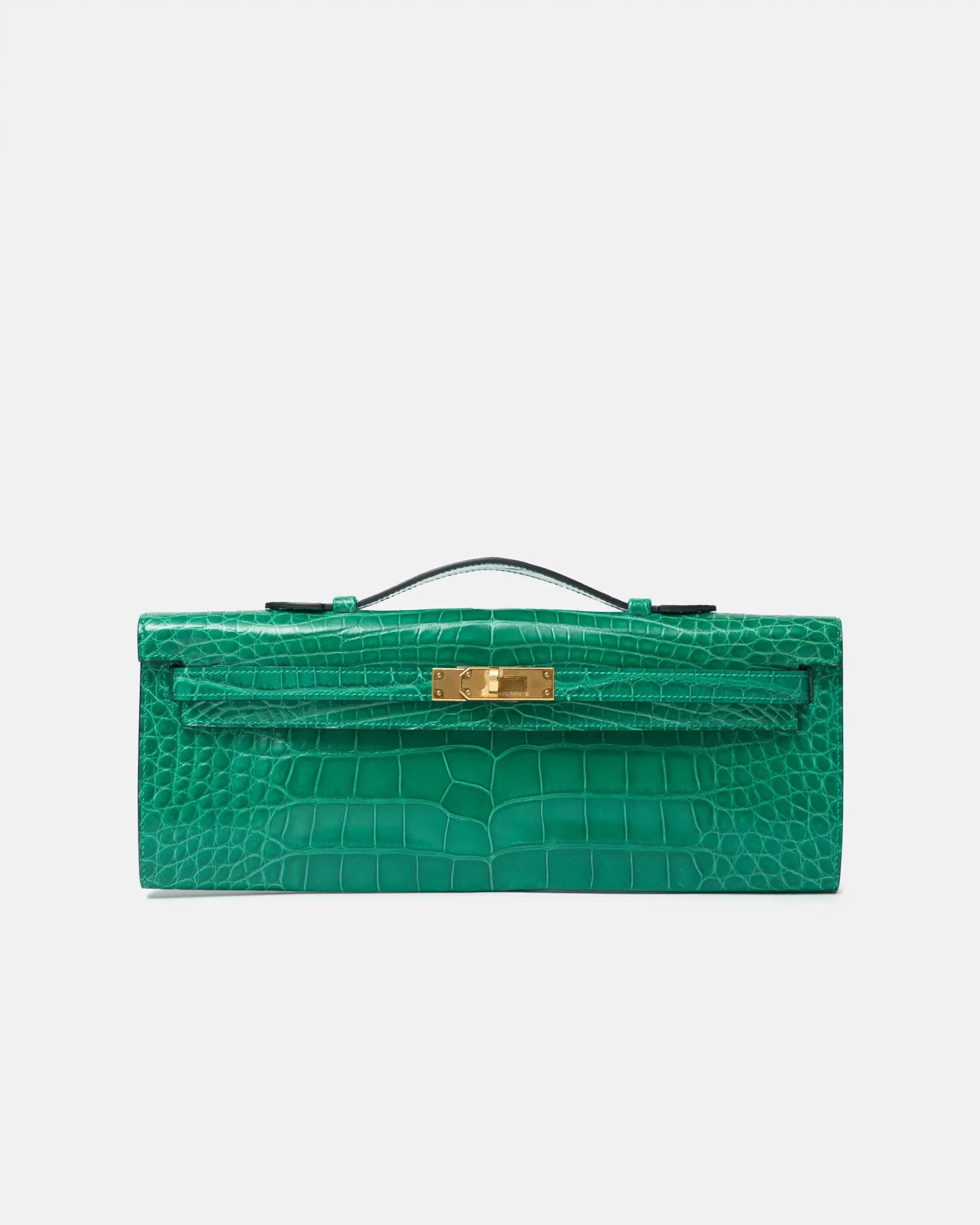 Hermès Kelly Cut Emerald Green Croc Matte Cut GHW