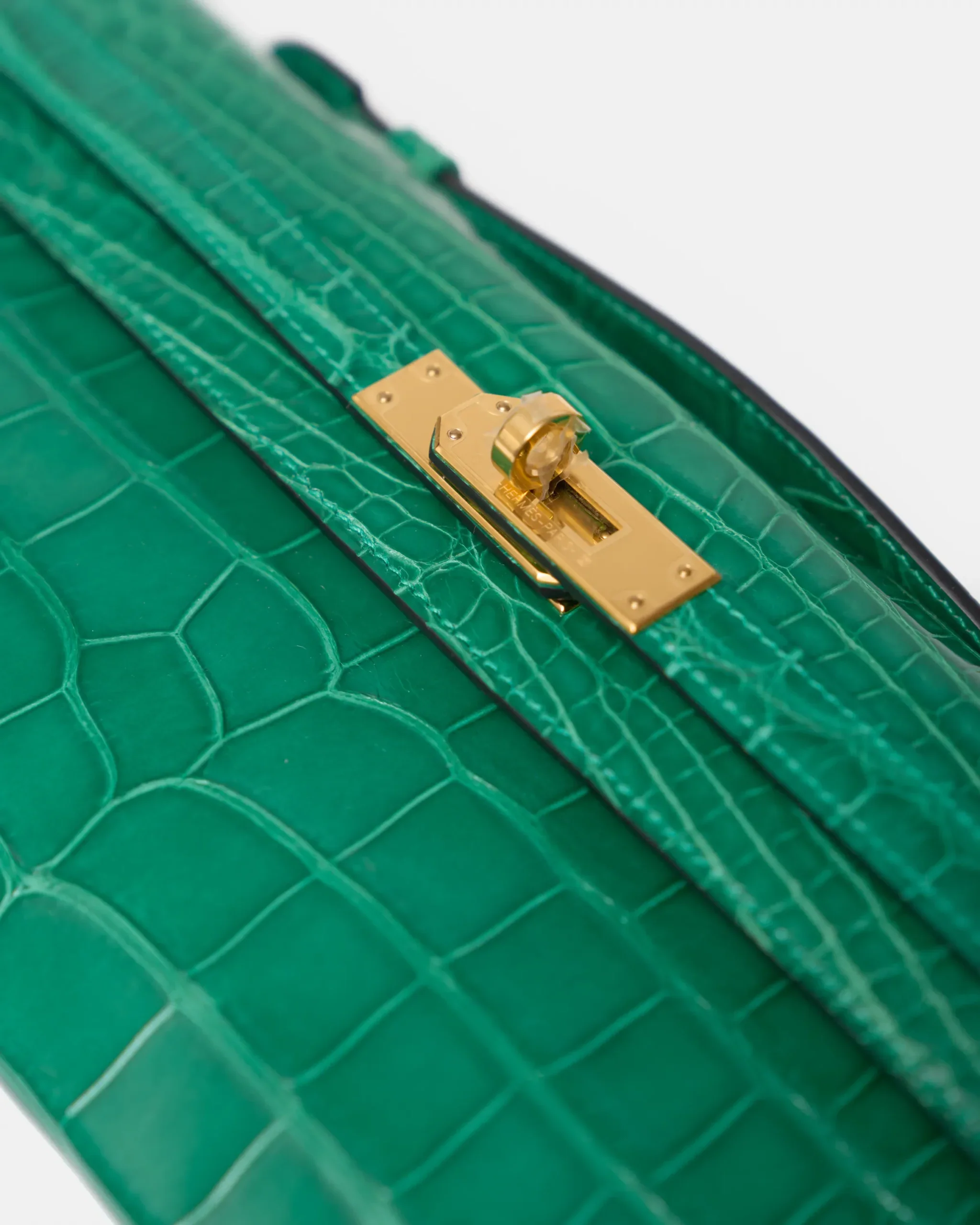 Hermès Kelly Cut Emerald Green Croc Matte Cut GHW