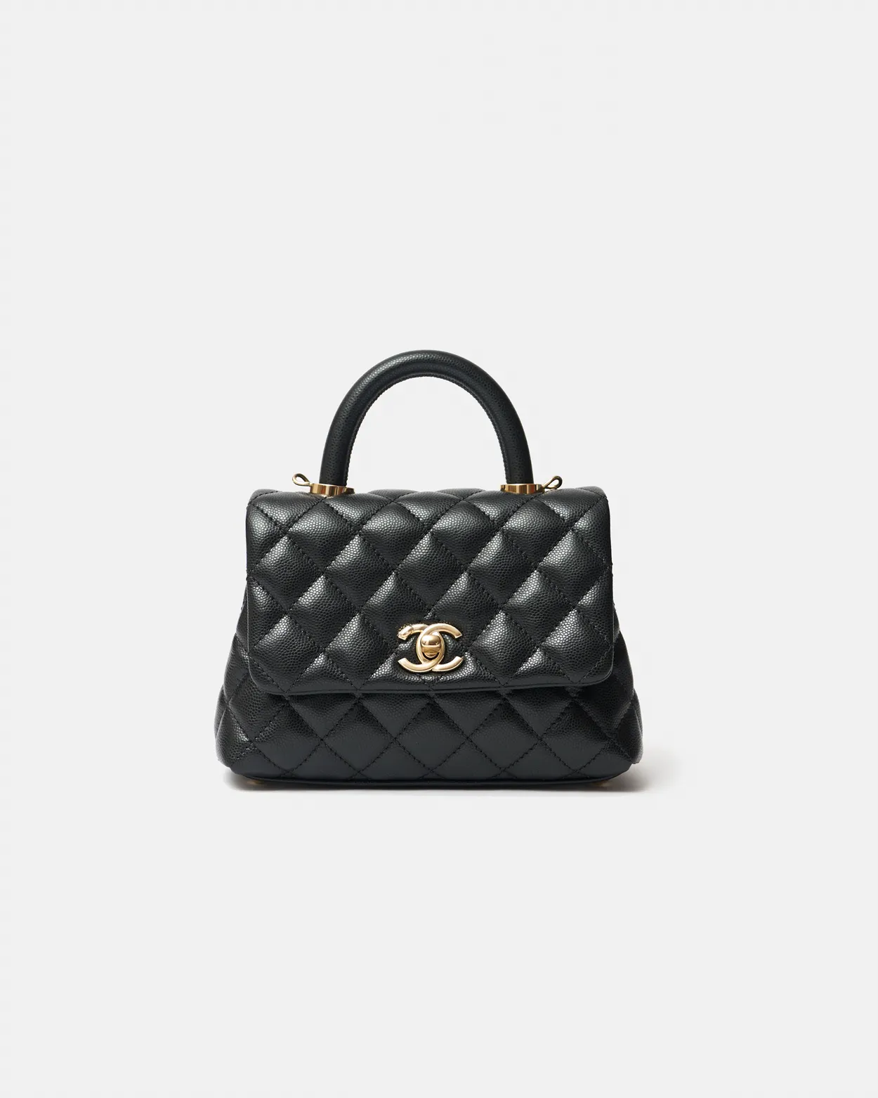 Chanel Coco Handle Mini Black Caviar Gold-Tone Metal