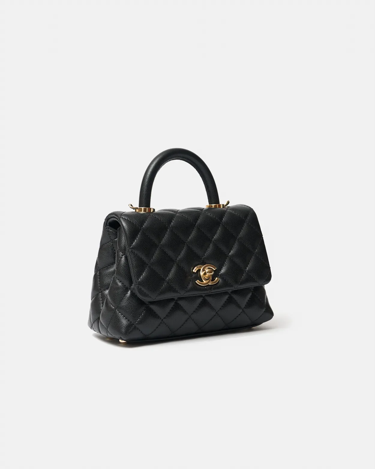 Chanel Coco Handle Mini Black Caviar Gold-Tone Metal