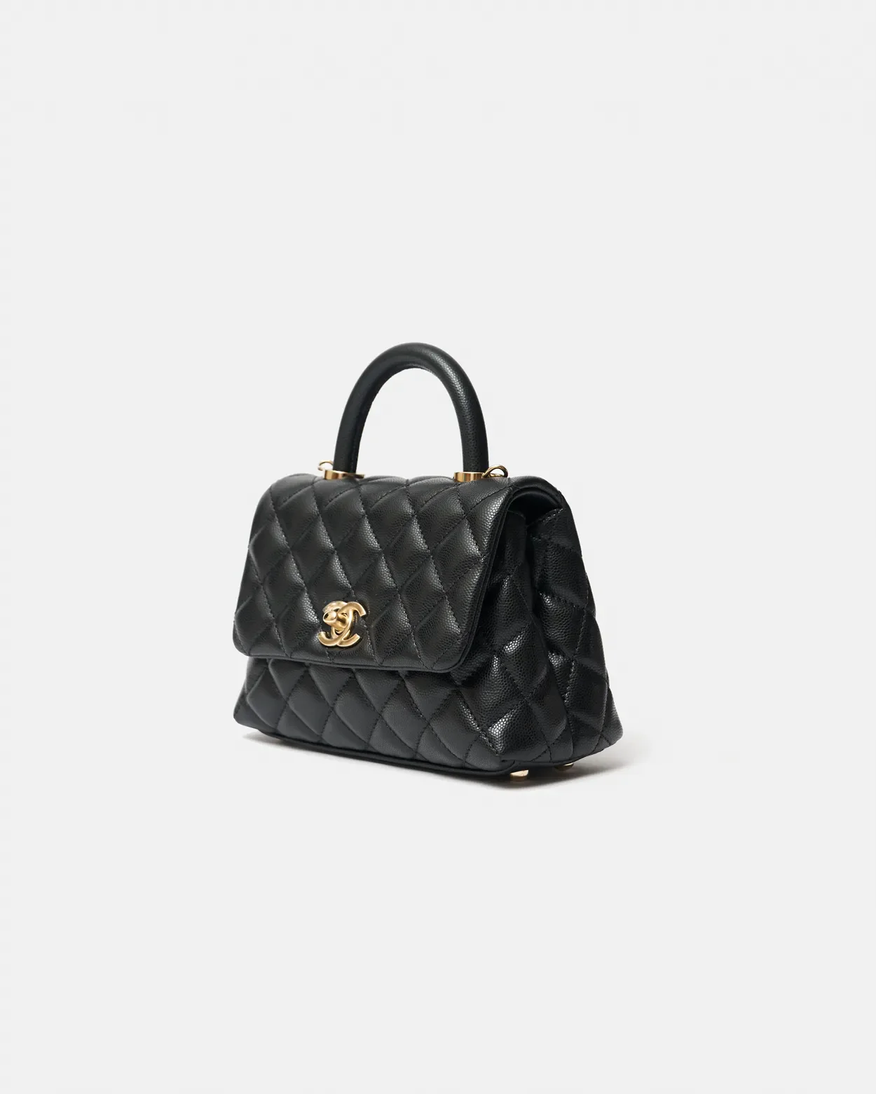 Chanel Coco Handle Mini Black Caviar Gold-Tone Metal