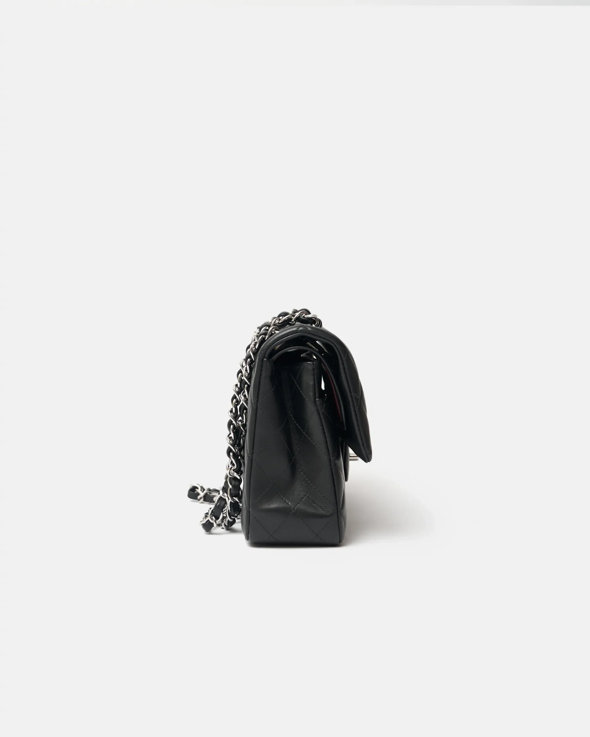 Chanel Classic Double Flap Medium Black Lambskin Silver-Tone Metal