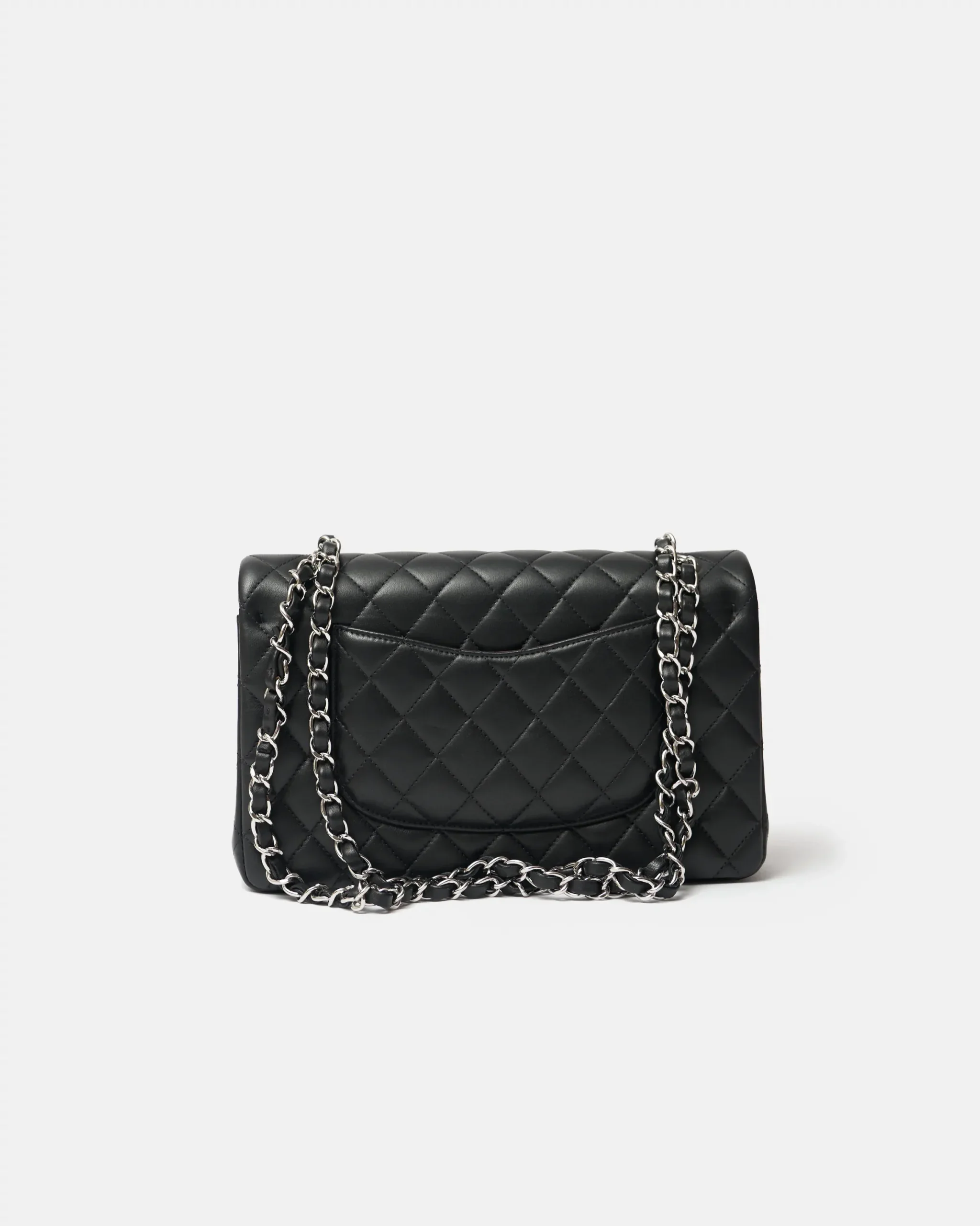 Chanel Classic Double Flap Medium Black Lambskin Silver-Tone Metal
