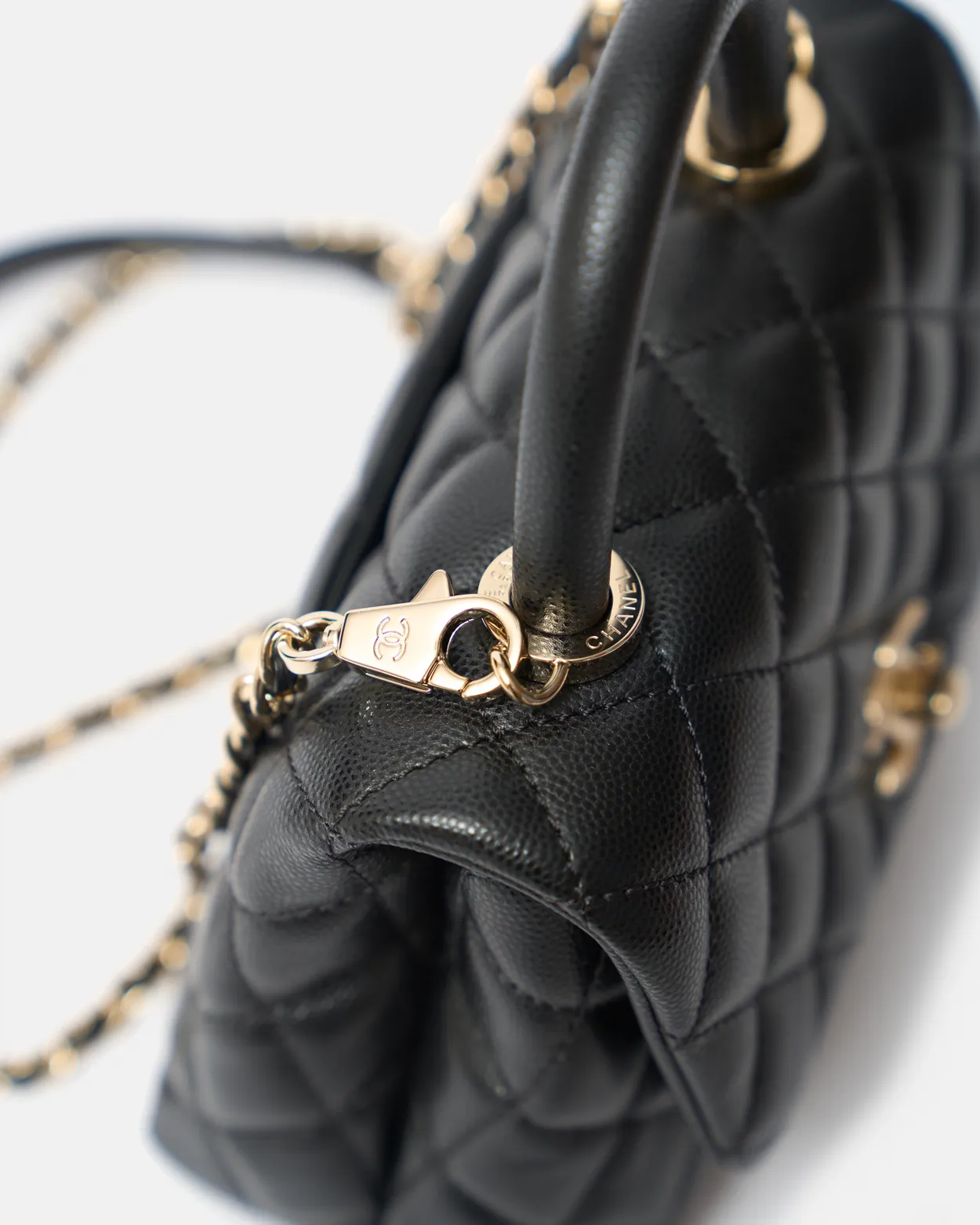 Chanel Coco Handle Mini Black Caviar Gold-Tone Metal
