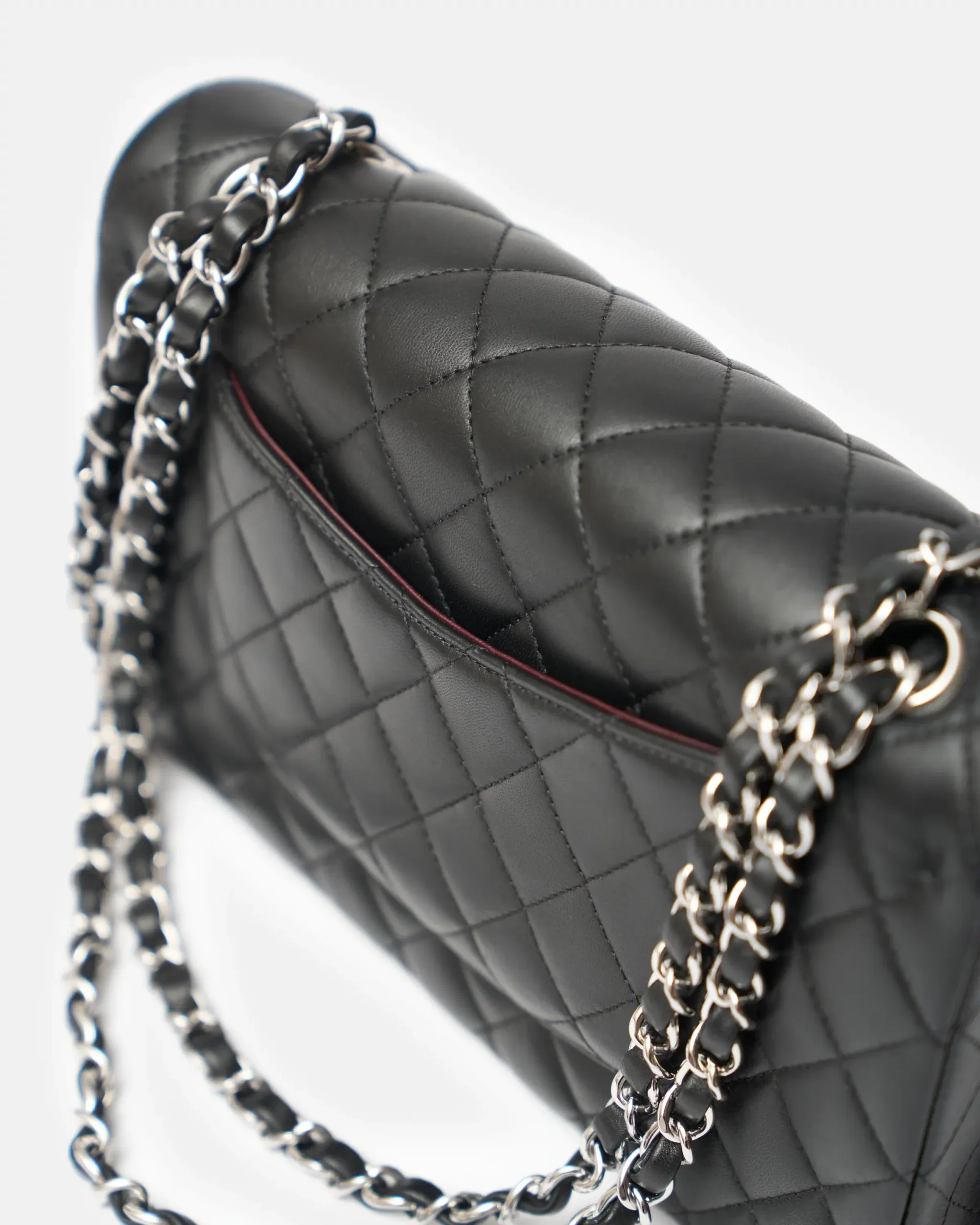 Chanel Classic Double Flap Medium Black Lambskin Silver-Tone Metal