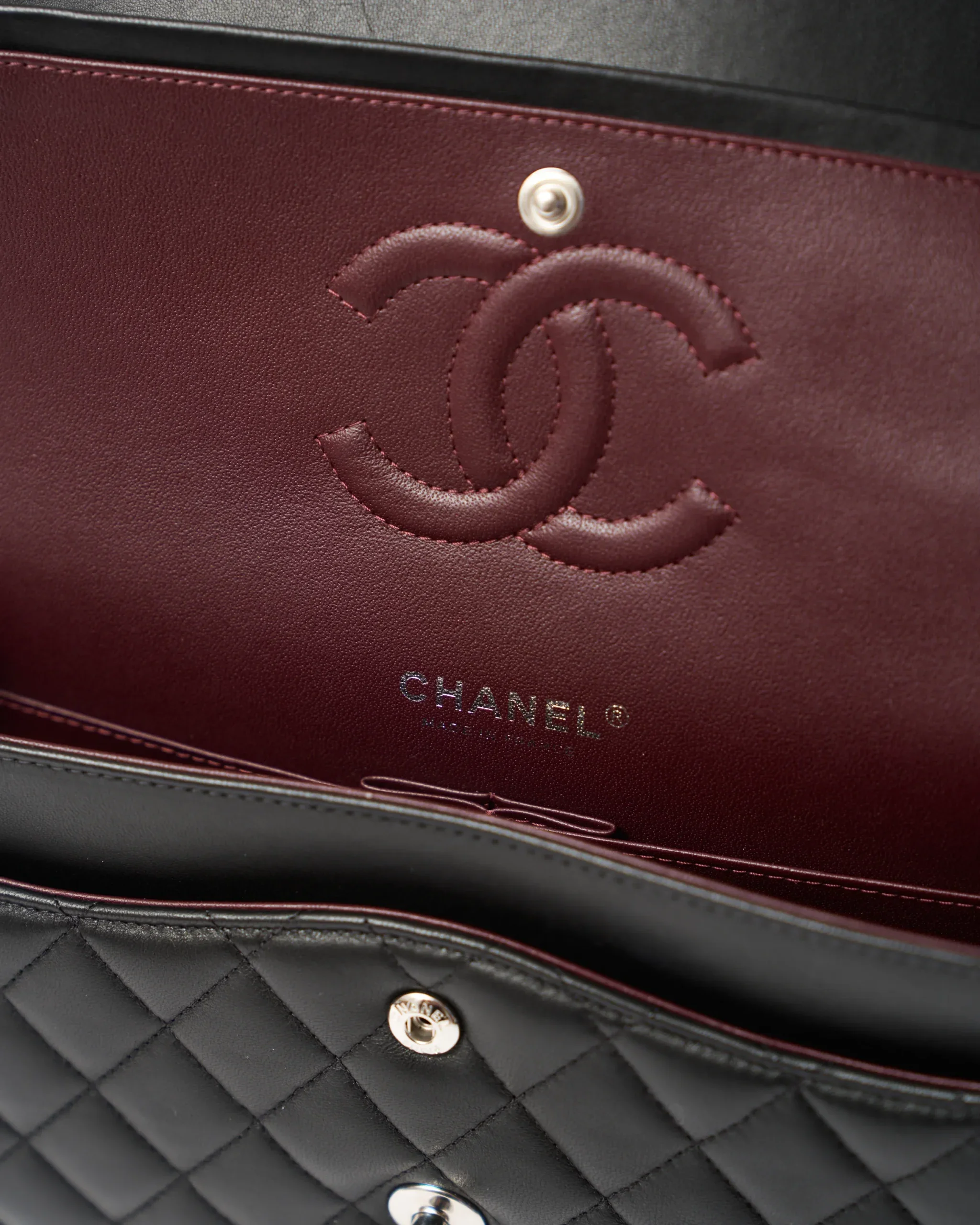 Chanel Classic Double Flap Medium Black Lambskin Silver-Tone Metal