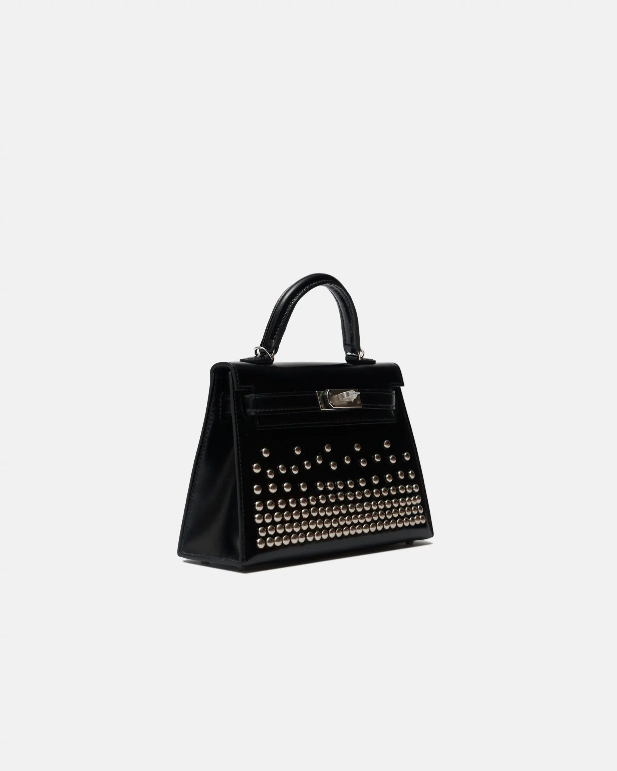 Hermès Clouté Mini Kelly 20 Studded Black Box PHW
