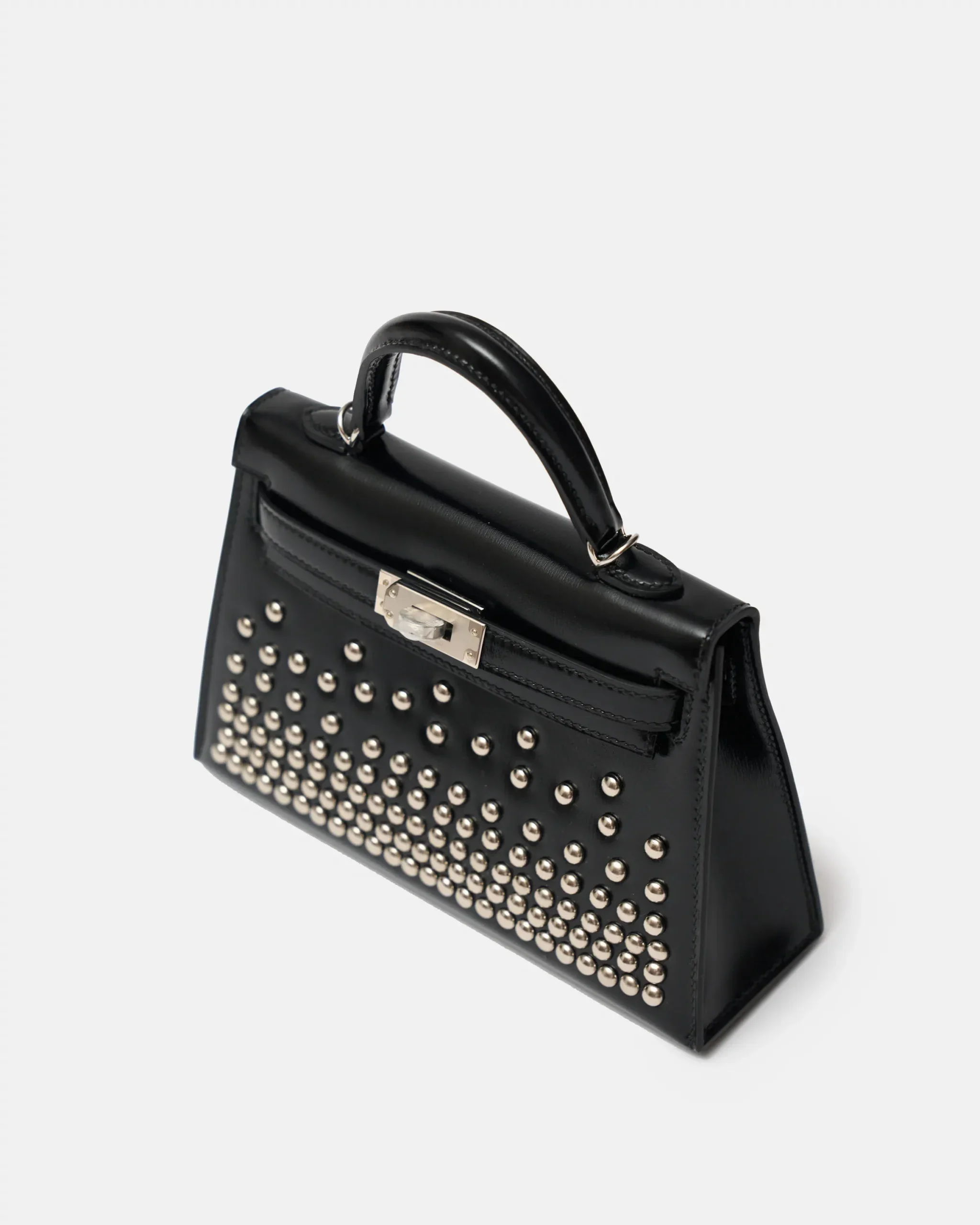 Hermès Clouté Mini Kelly 20 Studded Black Box PHW