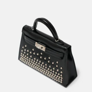 Hermès Clouté Mini Kelly 20 Studded Black Box PHW