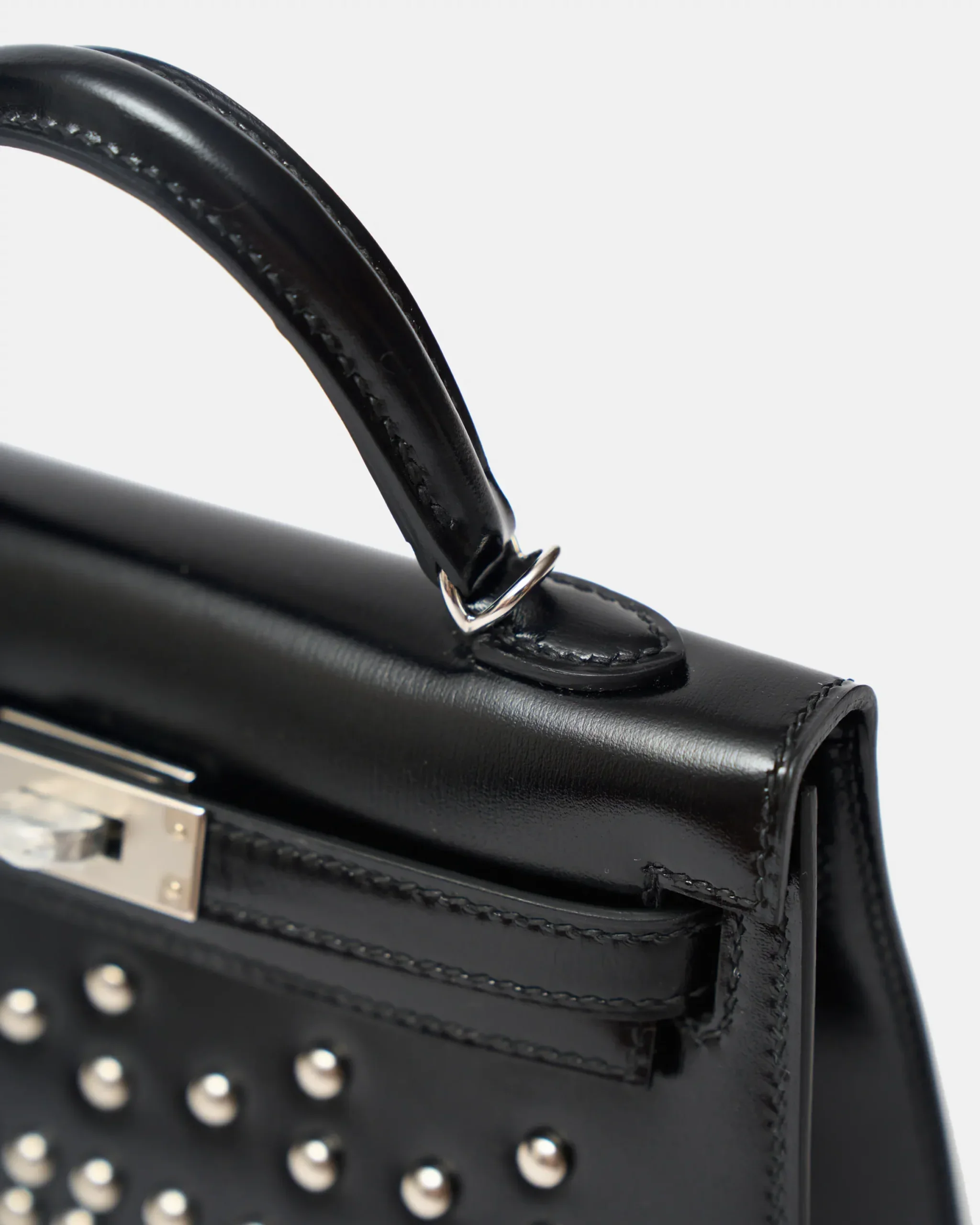 Hermès Clouté Mini Kelly 20 Studded Black Box PHW
