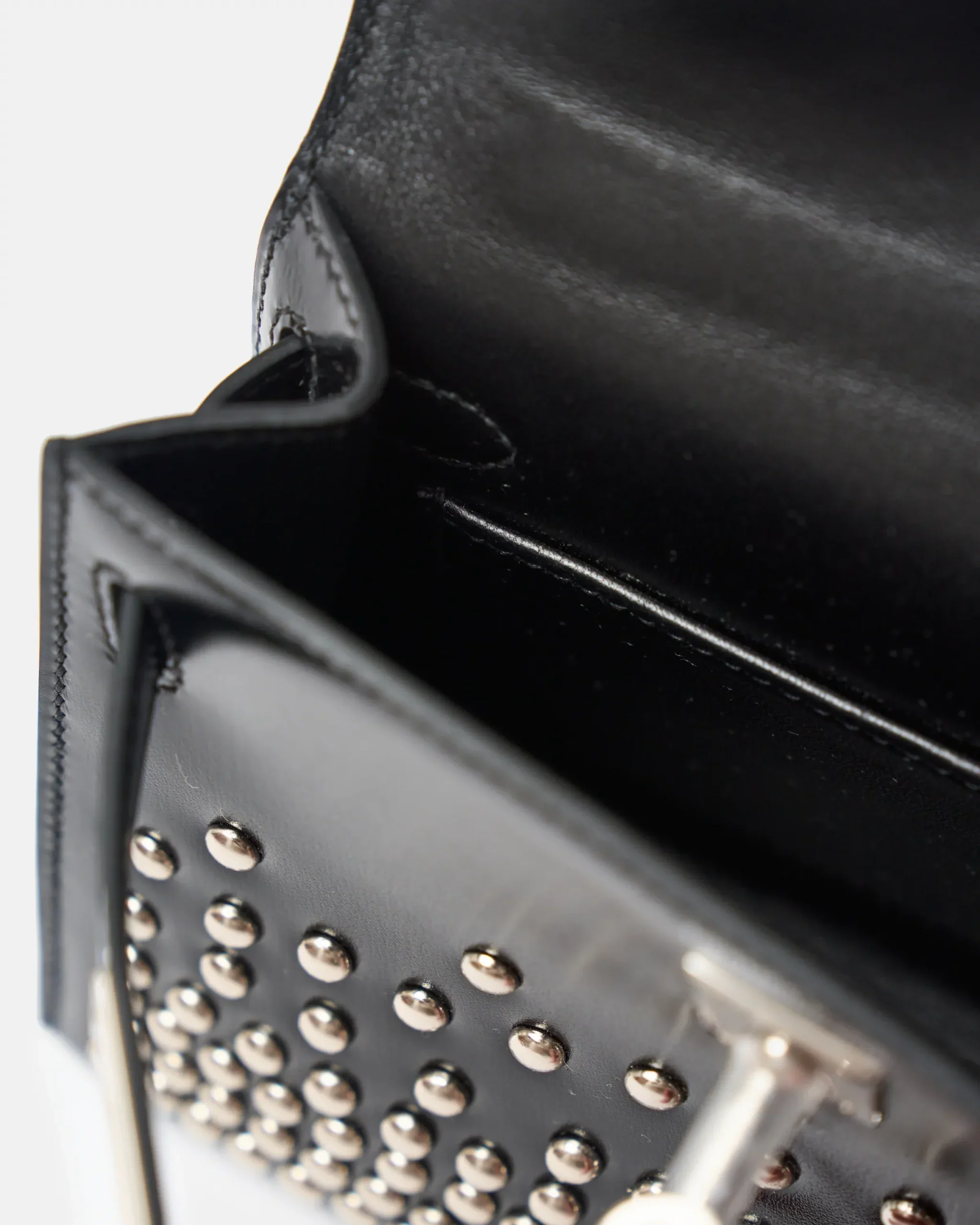 Hermès Clouté Mini Kelly 20 Studded Black Box PHW