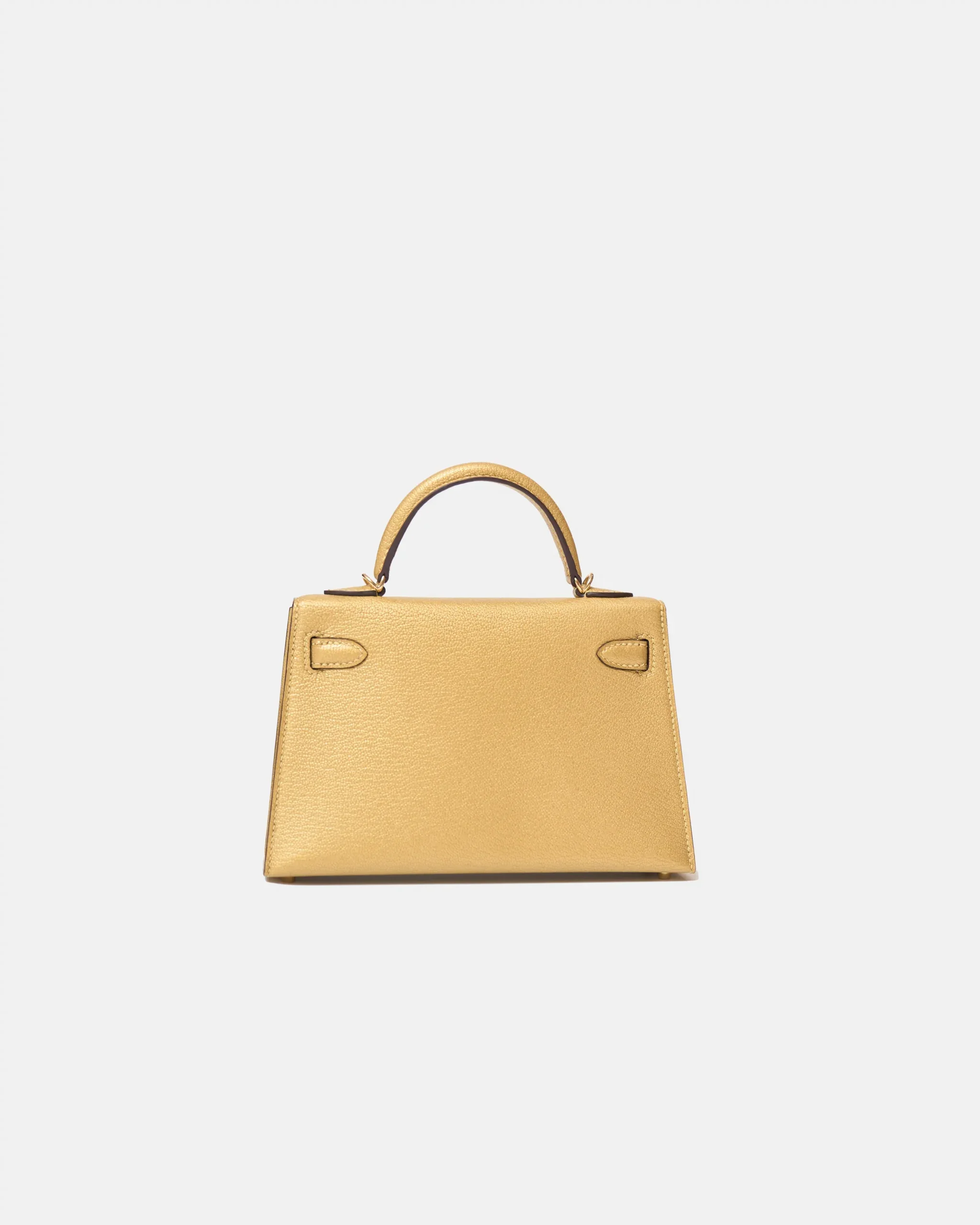 Hermès Mini Kelly 20 Dore Chèvre Chamkilight Permabrass