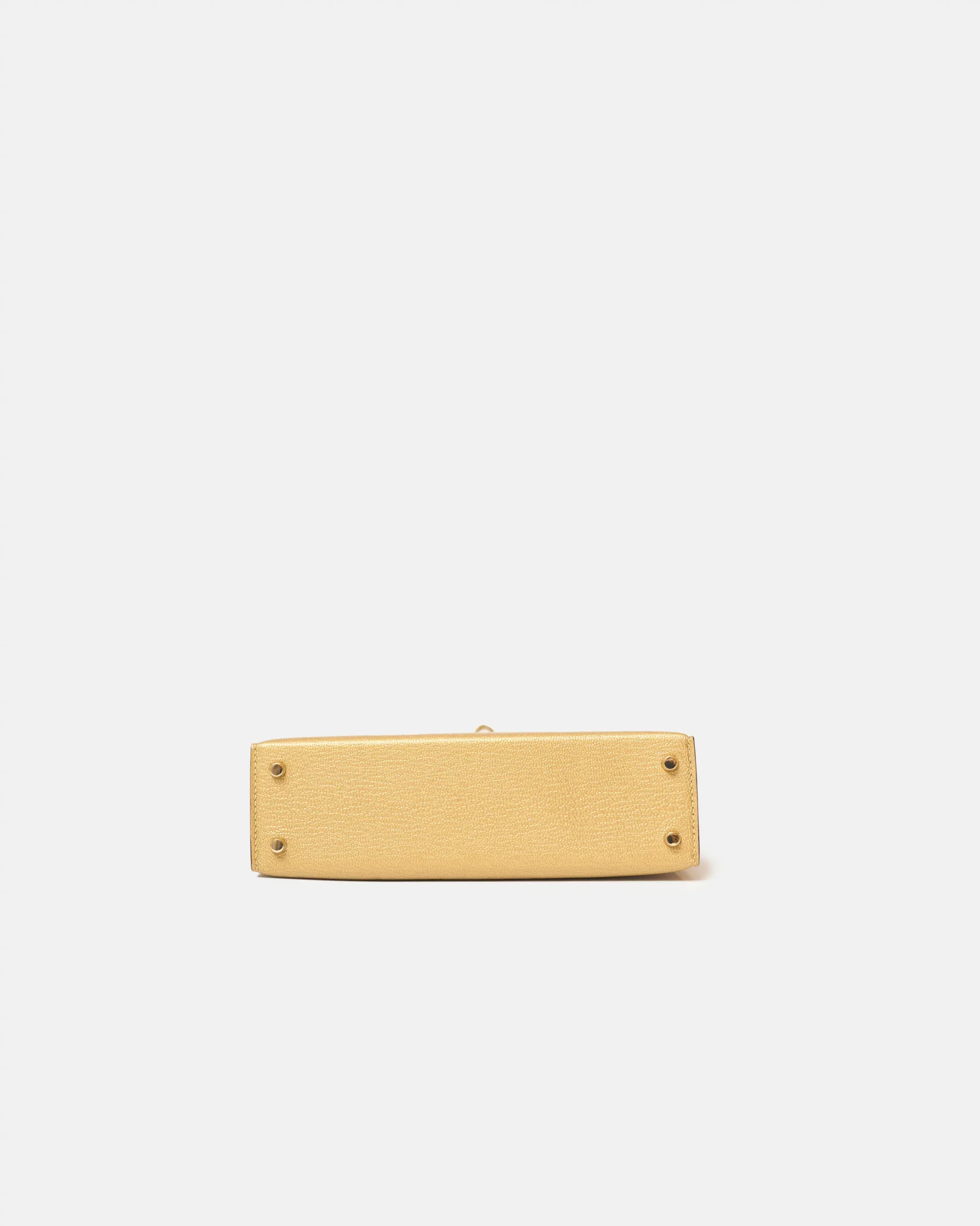 Hermès Mini Kelly 20 Dore Chèvre Chamkilight Permabrass