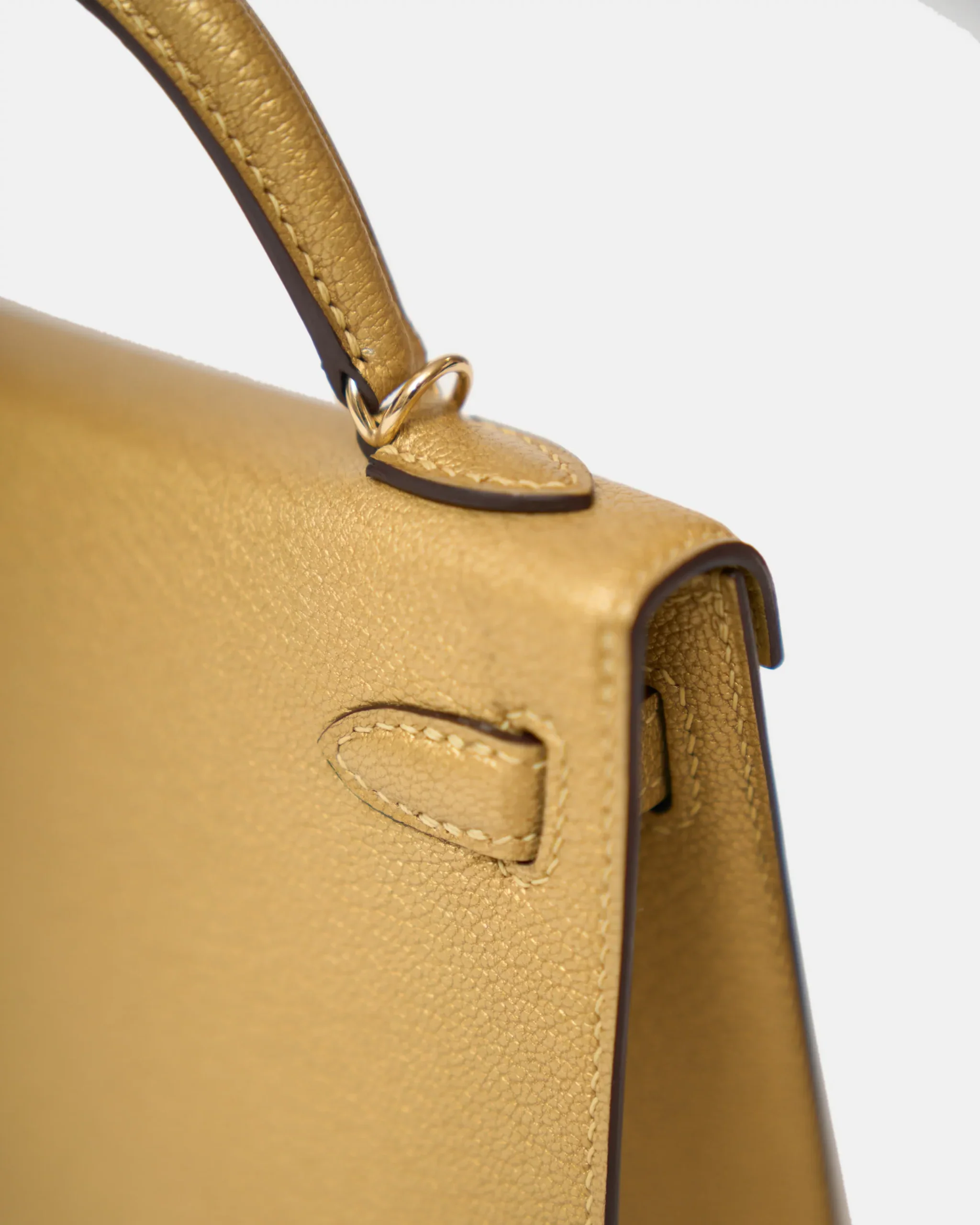 Hermès Mini Kelly 20 Dore Chèvre Chamkilight Permabrass