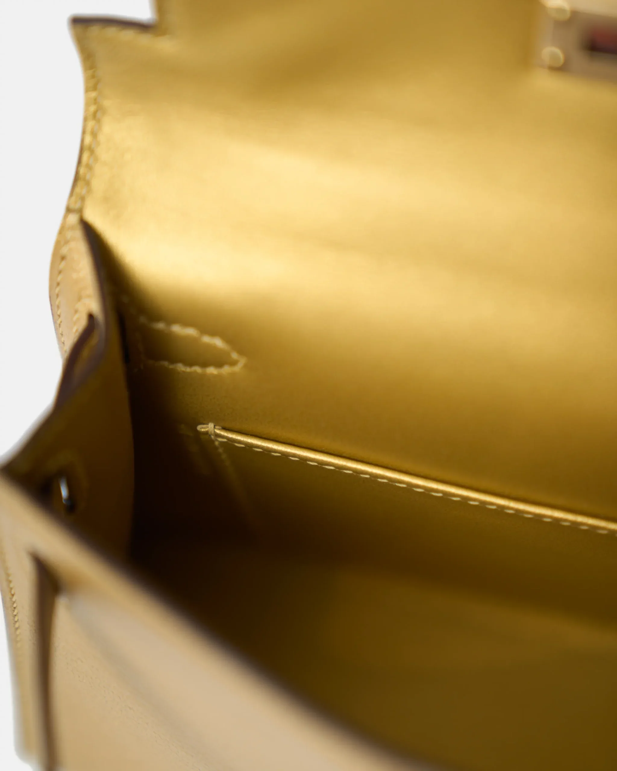 Hermès Mini Kelly 20 Dore Chèvre Chamkilight Permabrass