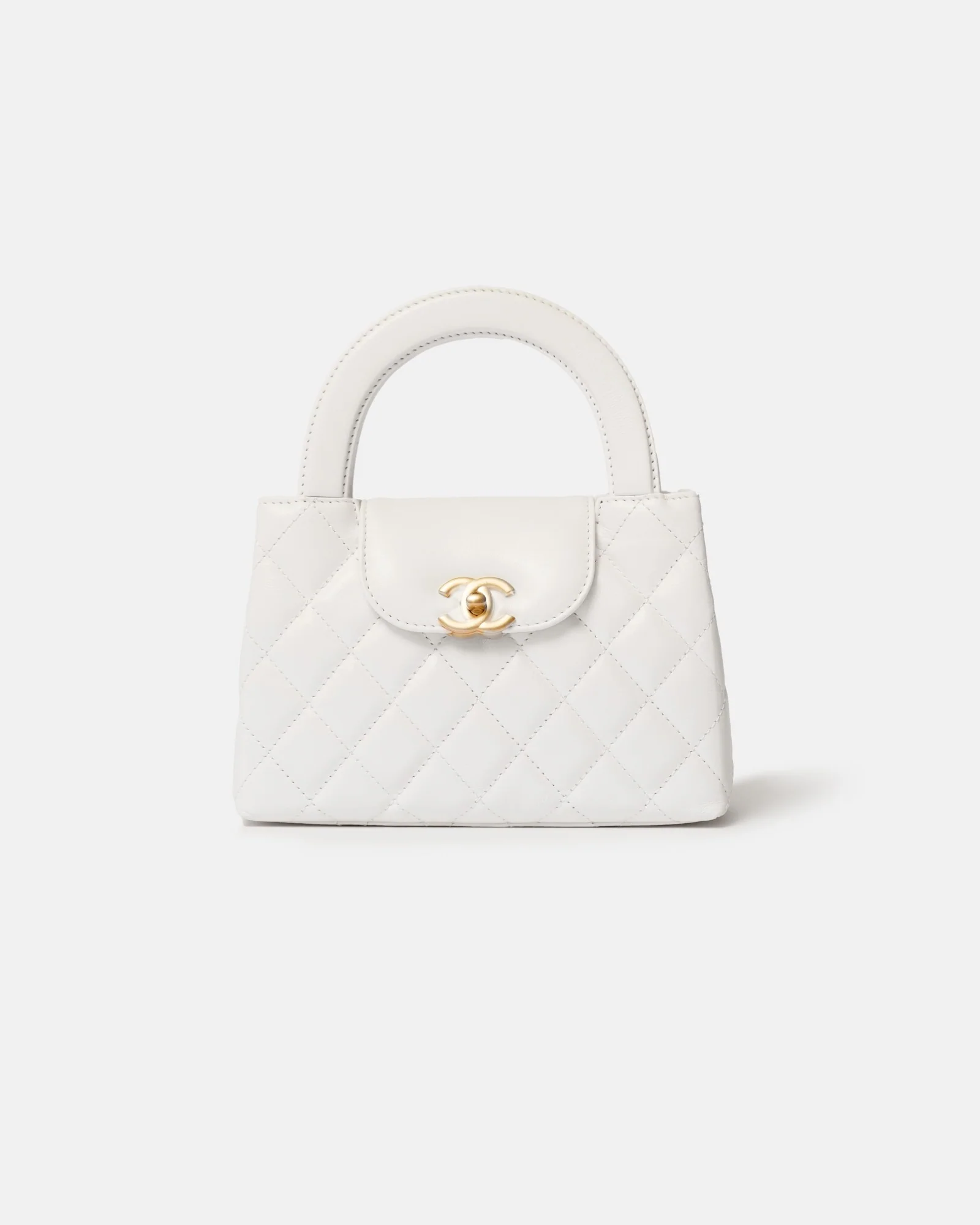 Chanel Mini Kelly White Calfskin Gold-Tone Metal Bag