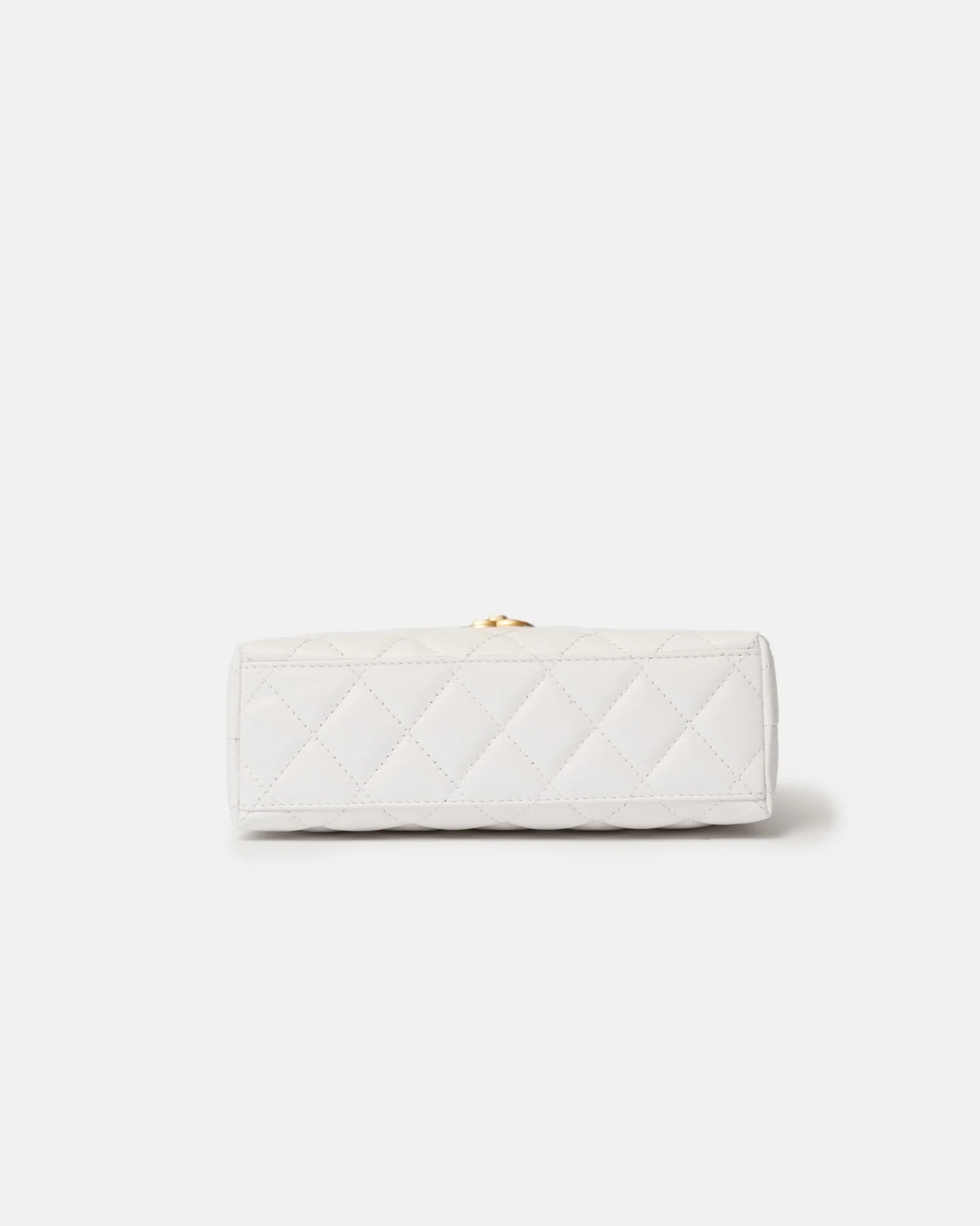 Chanel Mini Kelly White Calfskin Gold-Tone Metal Bag