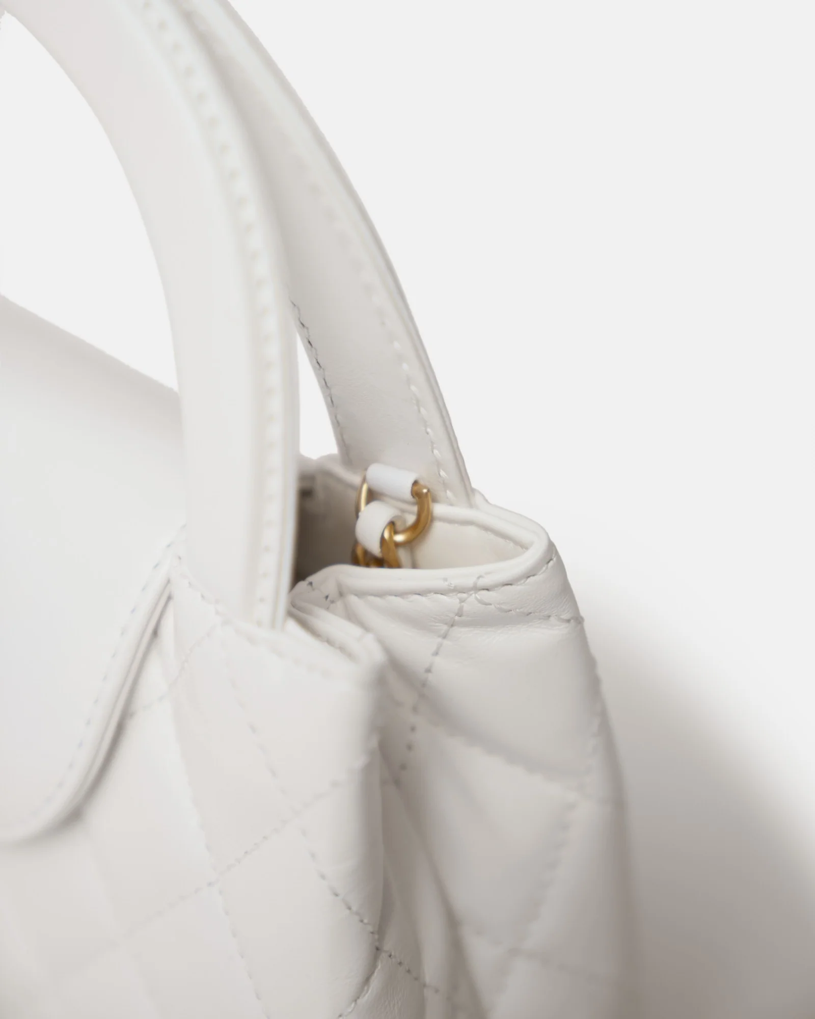 Chanel Mini Kelly White Calfskin Gold-Tone Metal Bag