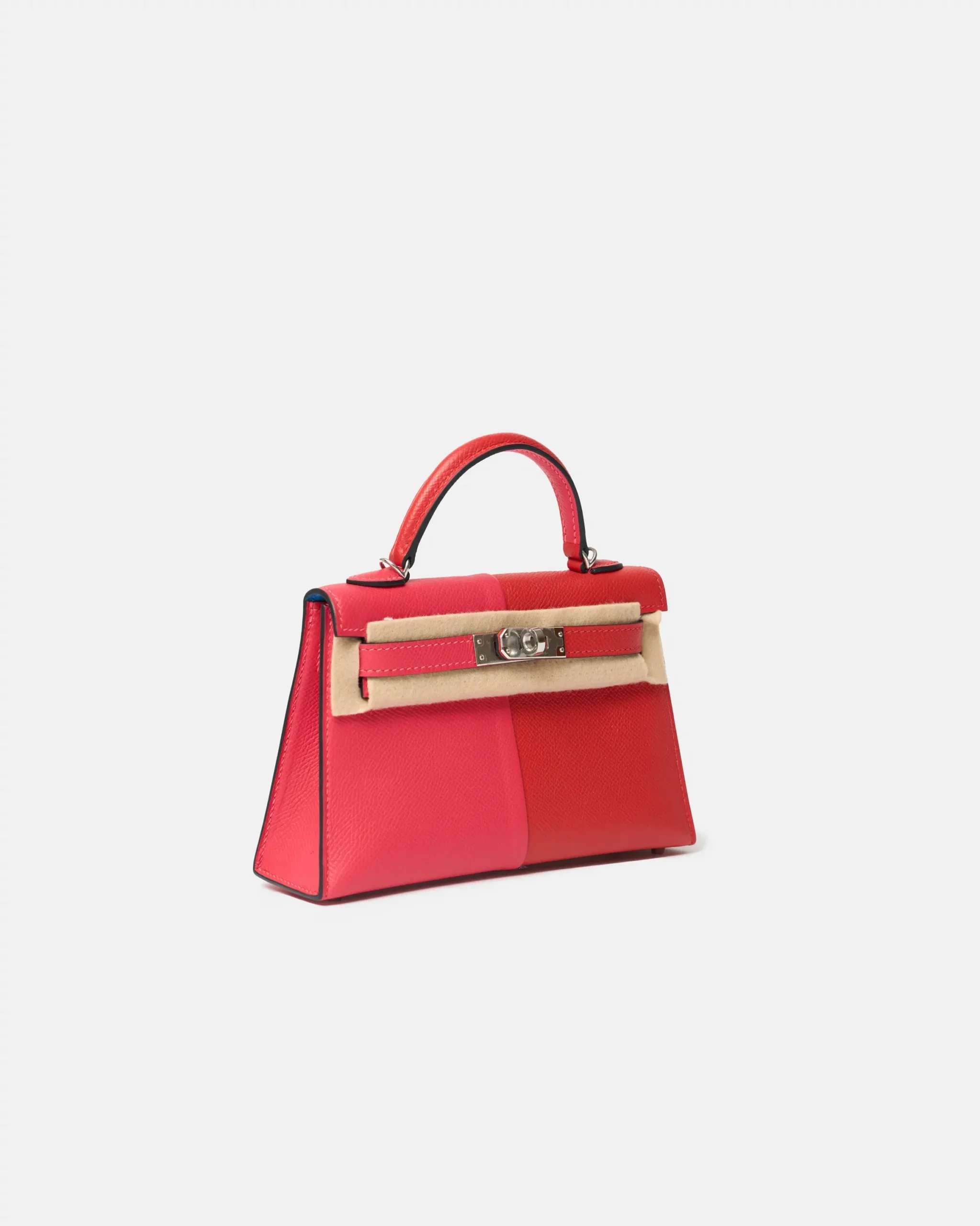 Hermès Mini Kelly II 20 Casaque Rose Extreme, Rouge de Coeur & Bleu Zanzibar Epsom PHW