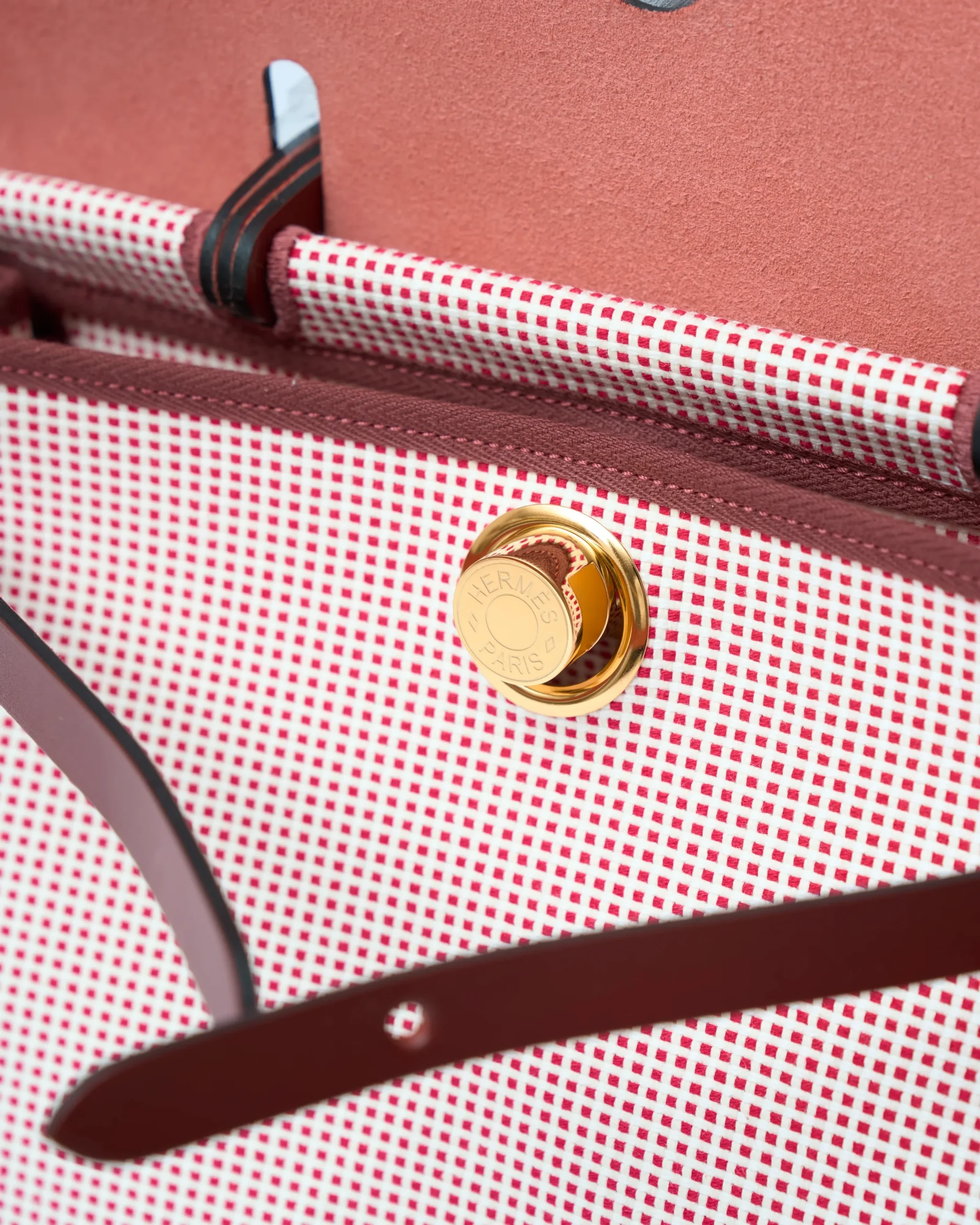 Hermès Herbag 31 Ecru-Blanc-FramboiseRouge GHW