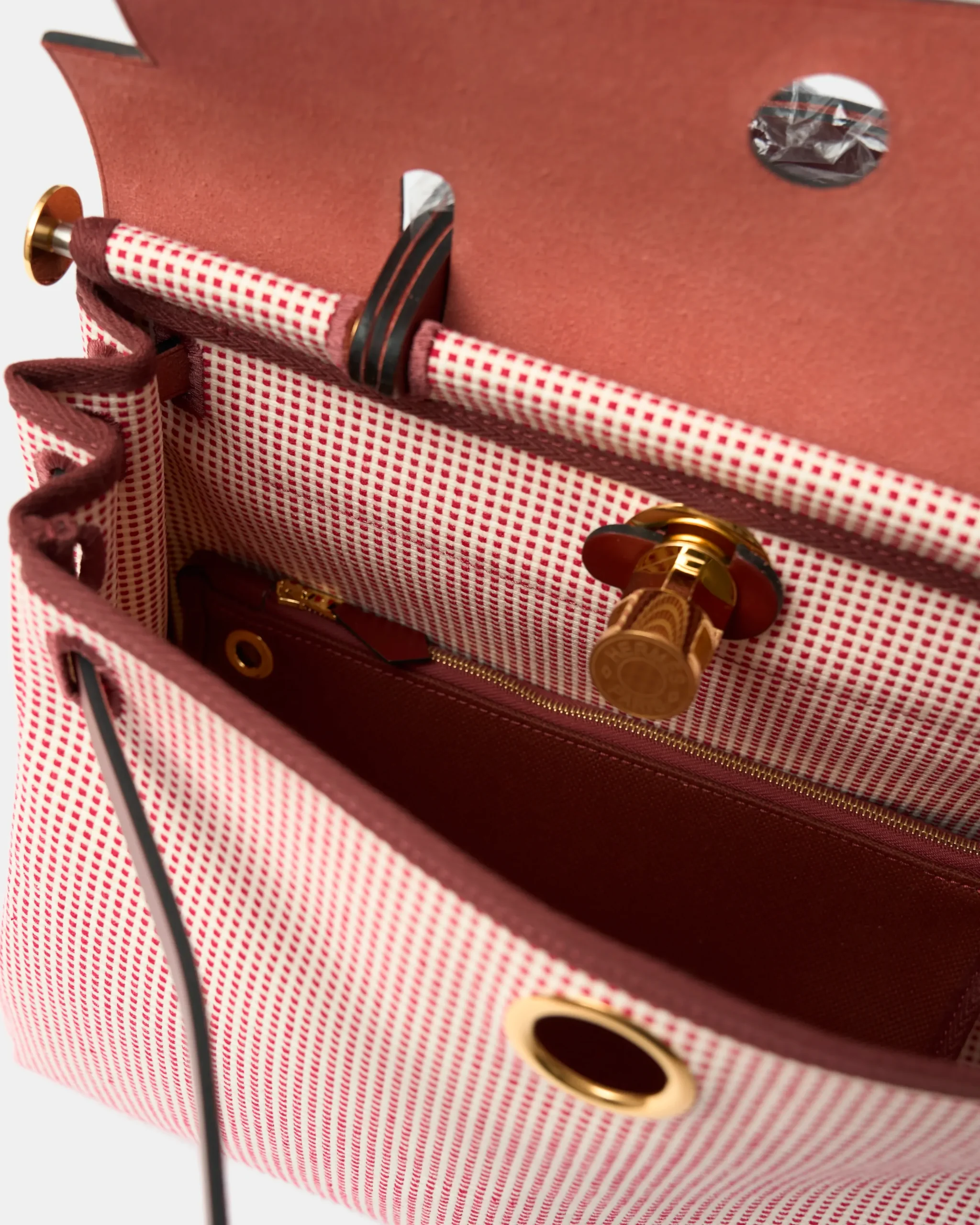 Hermès Herbag 31 Ecru-Blanc-FramboiseRouge GHW