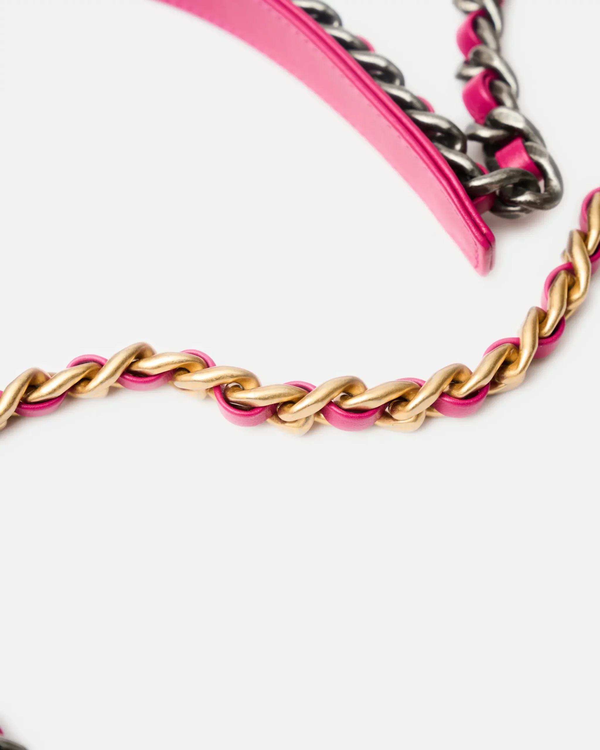 Chanel 19 Wallet on Chain Fuchsia Corduroy Silver/Gold-Tone & Ruthenium-Finish Metal