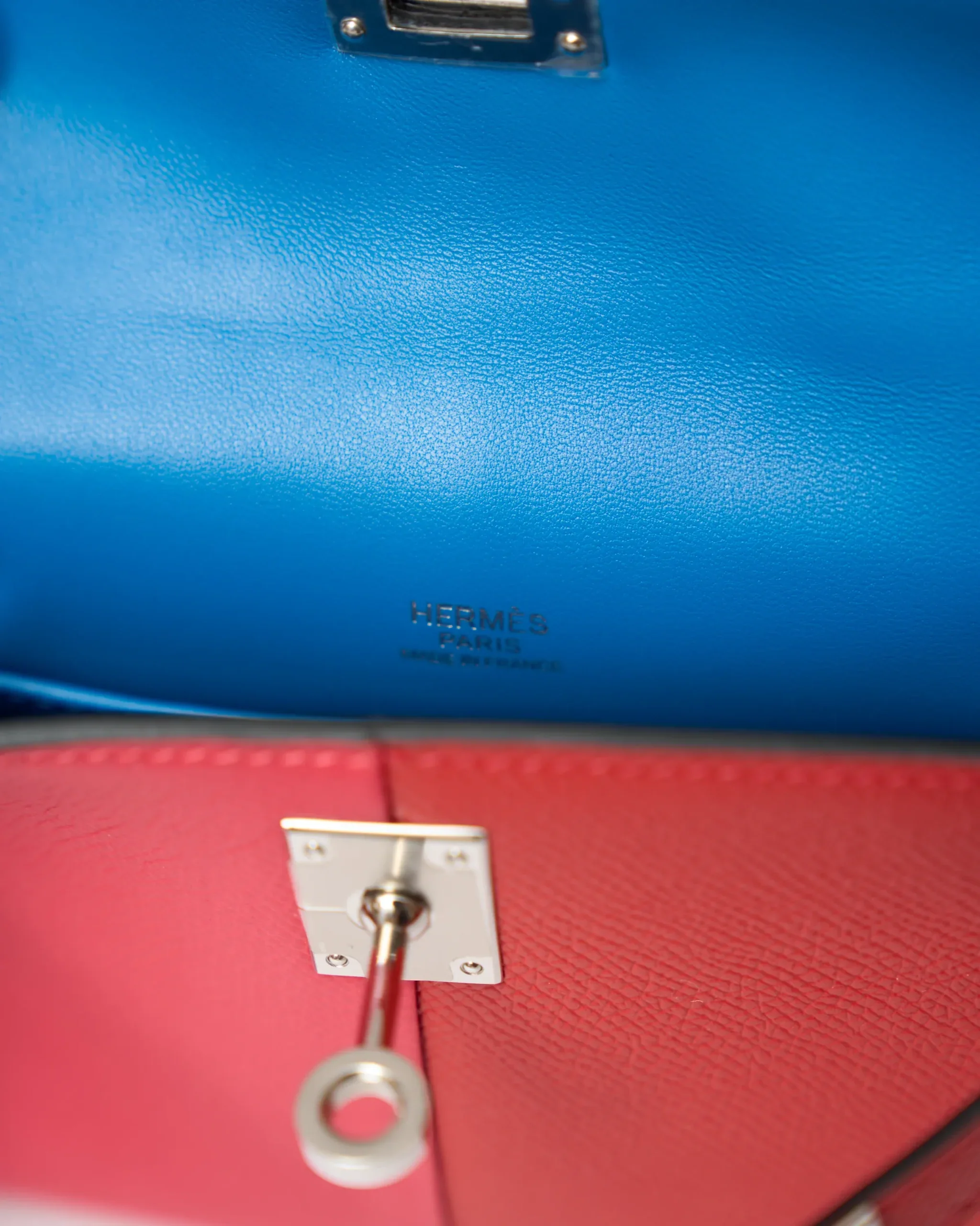 Hermès Mini Kelly II 20 Casaque Rose Extreme, Rouge de Coeur & Bleu Zanzibar Epsom PHW