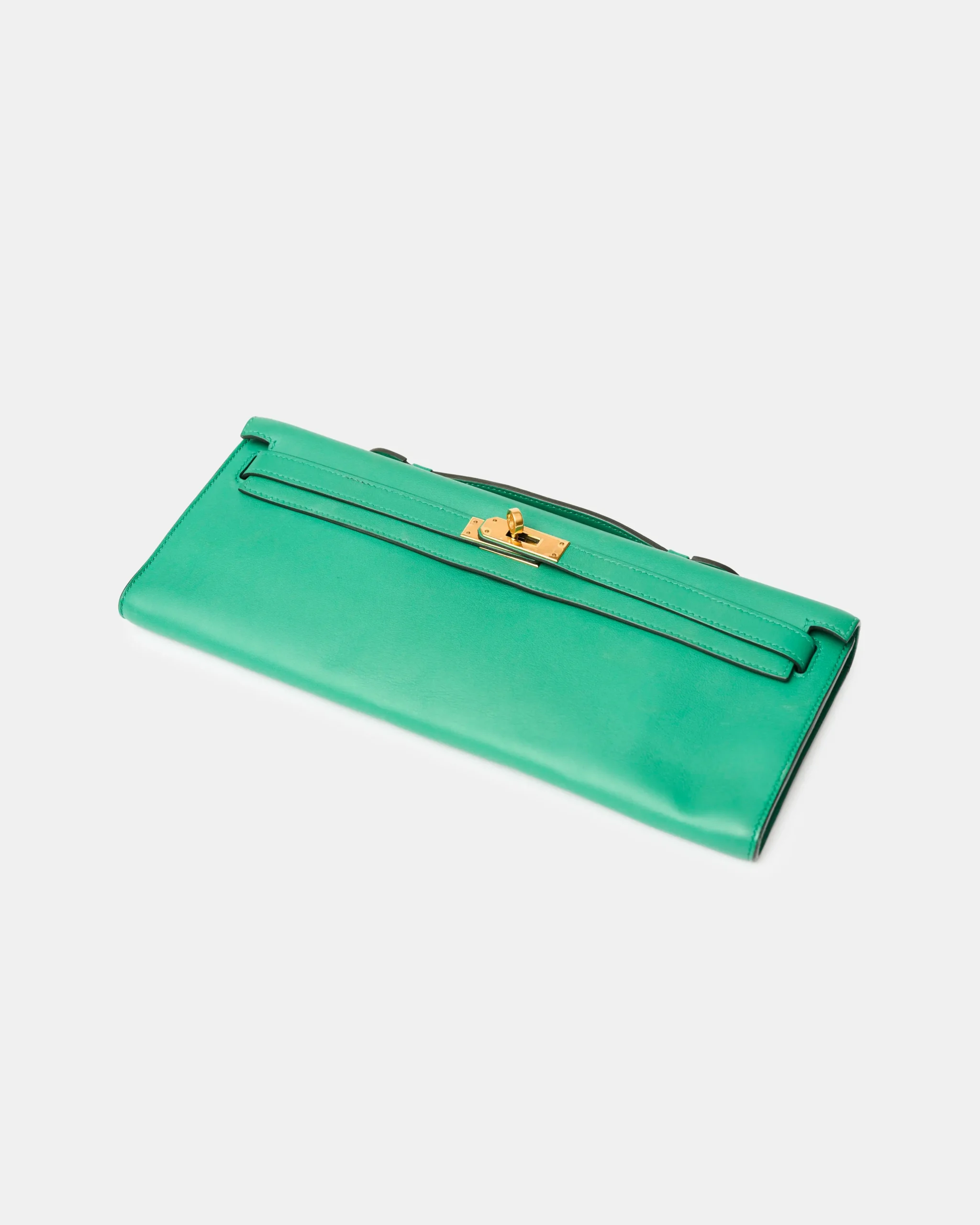 Hermès Kelly Cut Clutch Vert Bamboo Swift GHW