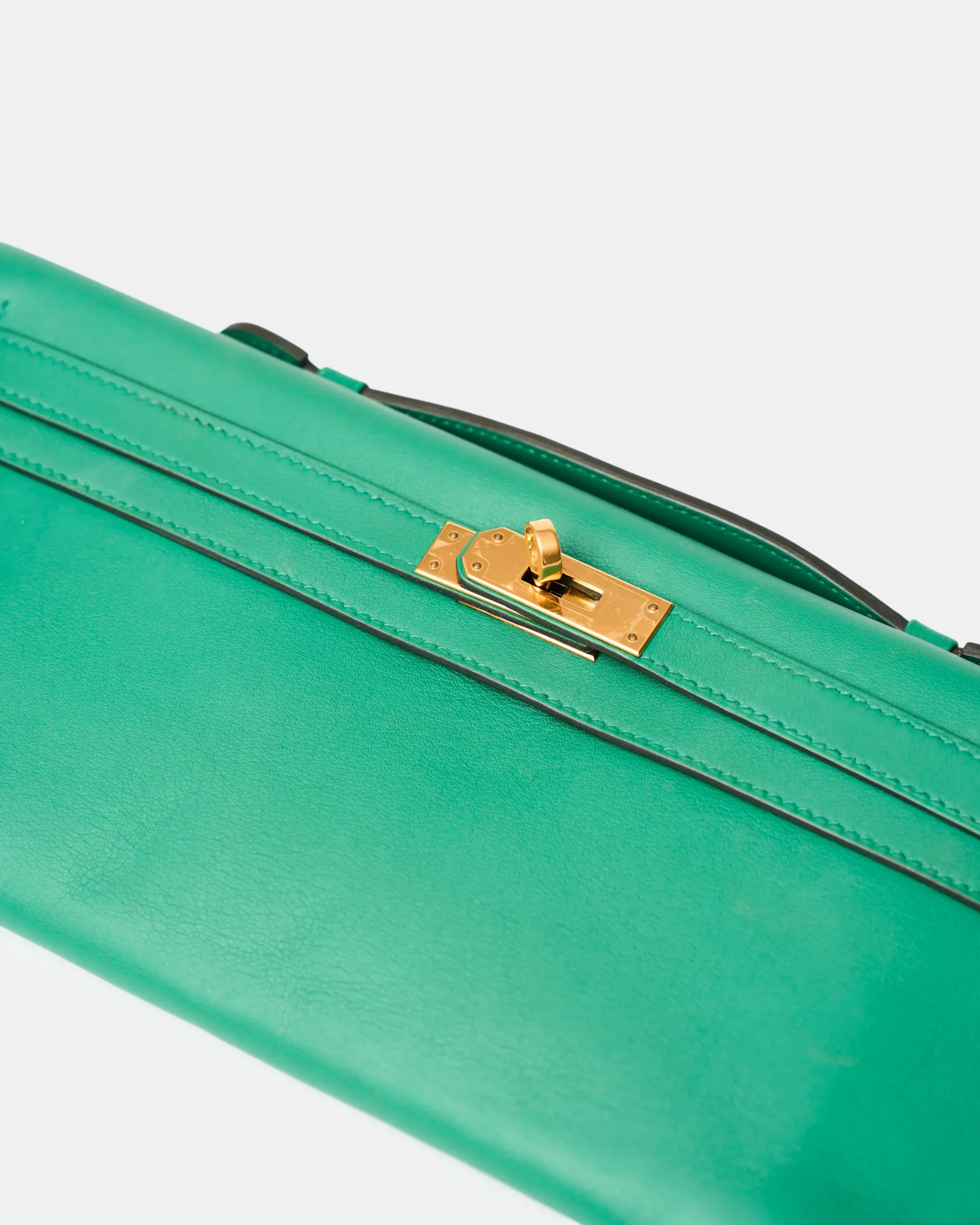 Hermès Kelly Cut Clutch Vert Bamboo Swift GHW