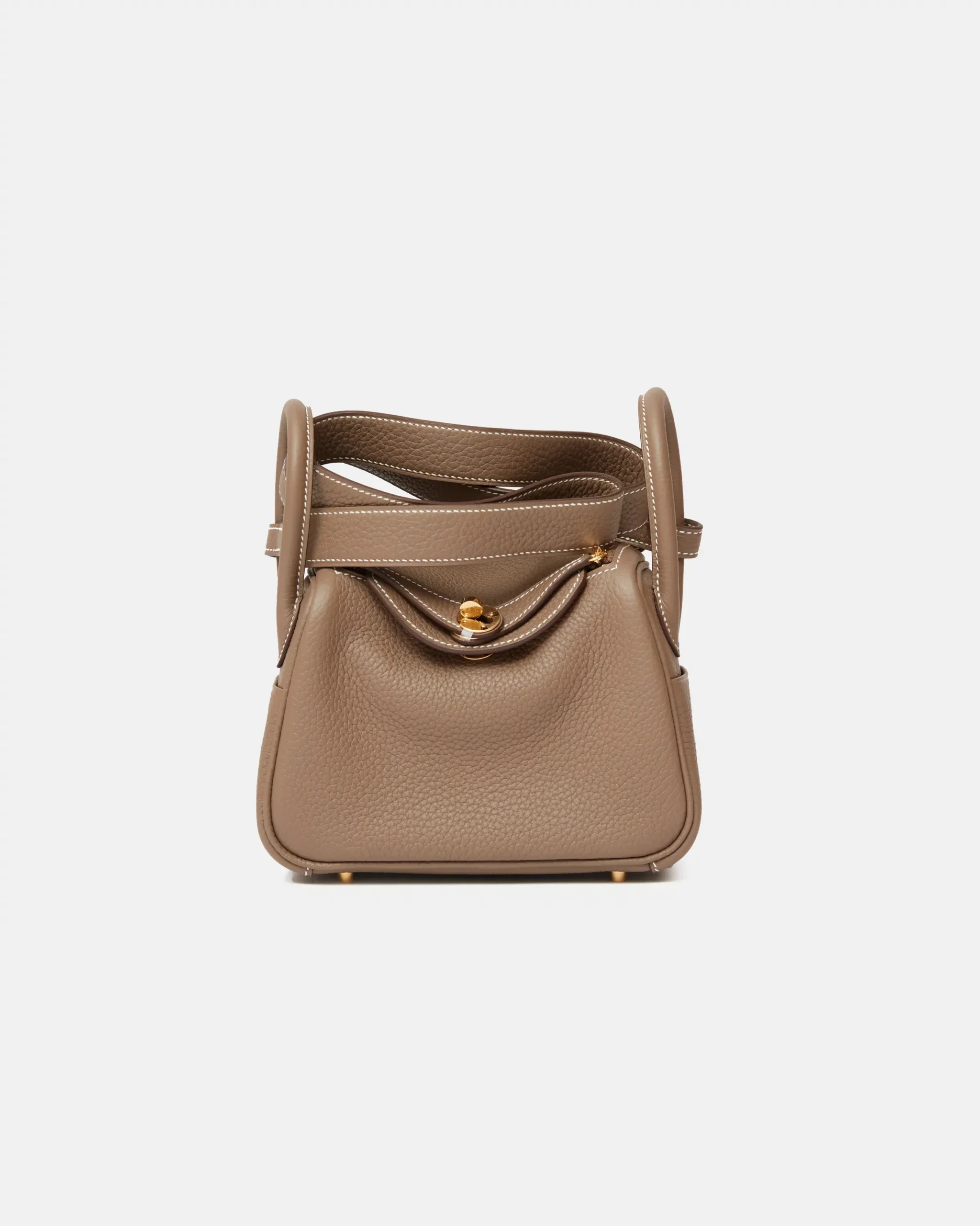 Hermès Mini Lindy Etoupe Clemence GHW