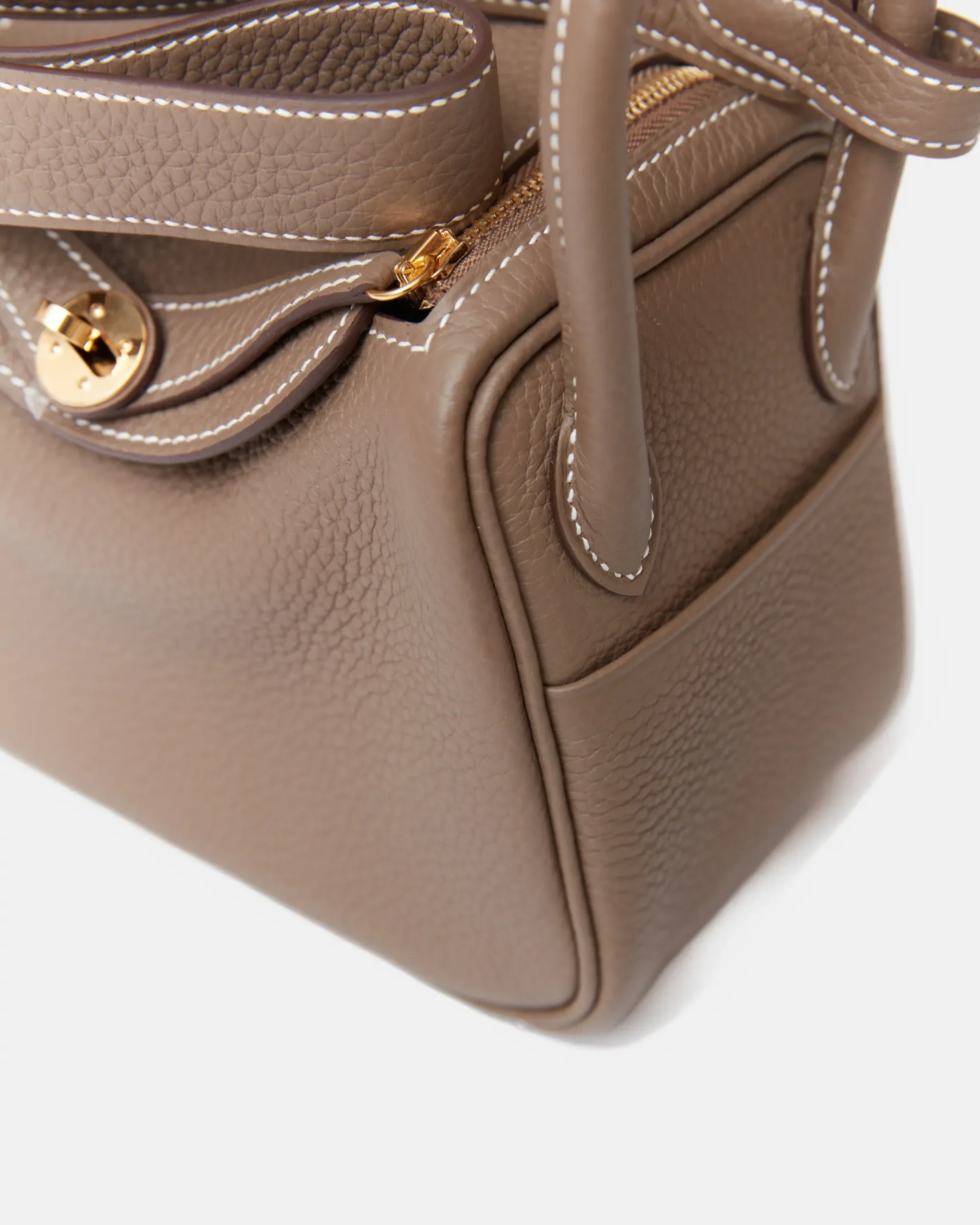 Hermès Mini Lindy Etoupe Clemence GHW