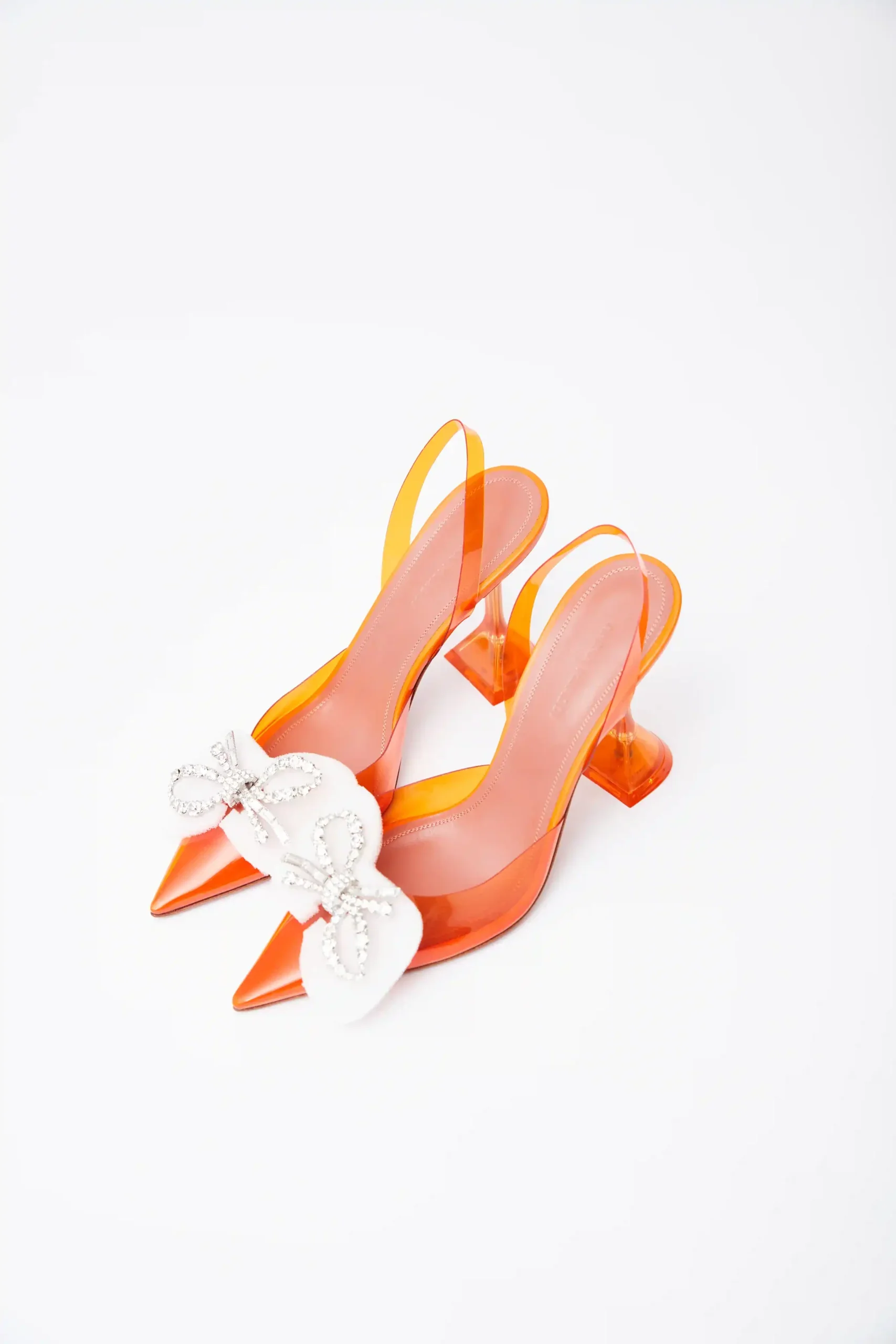Amina Muaddi Rosie Glass PVC Orange Slingback Pump