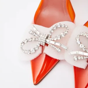 Amina Muaddi Rosie Glass PVC Orange Slingback Pump