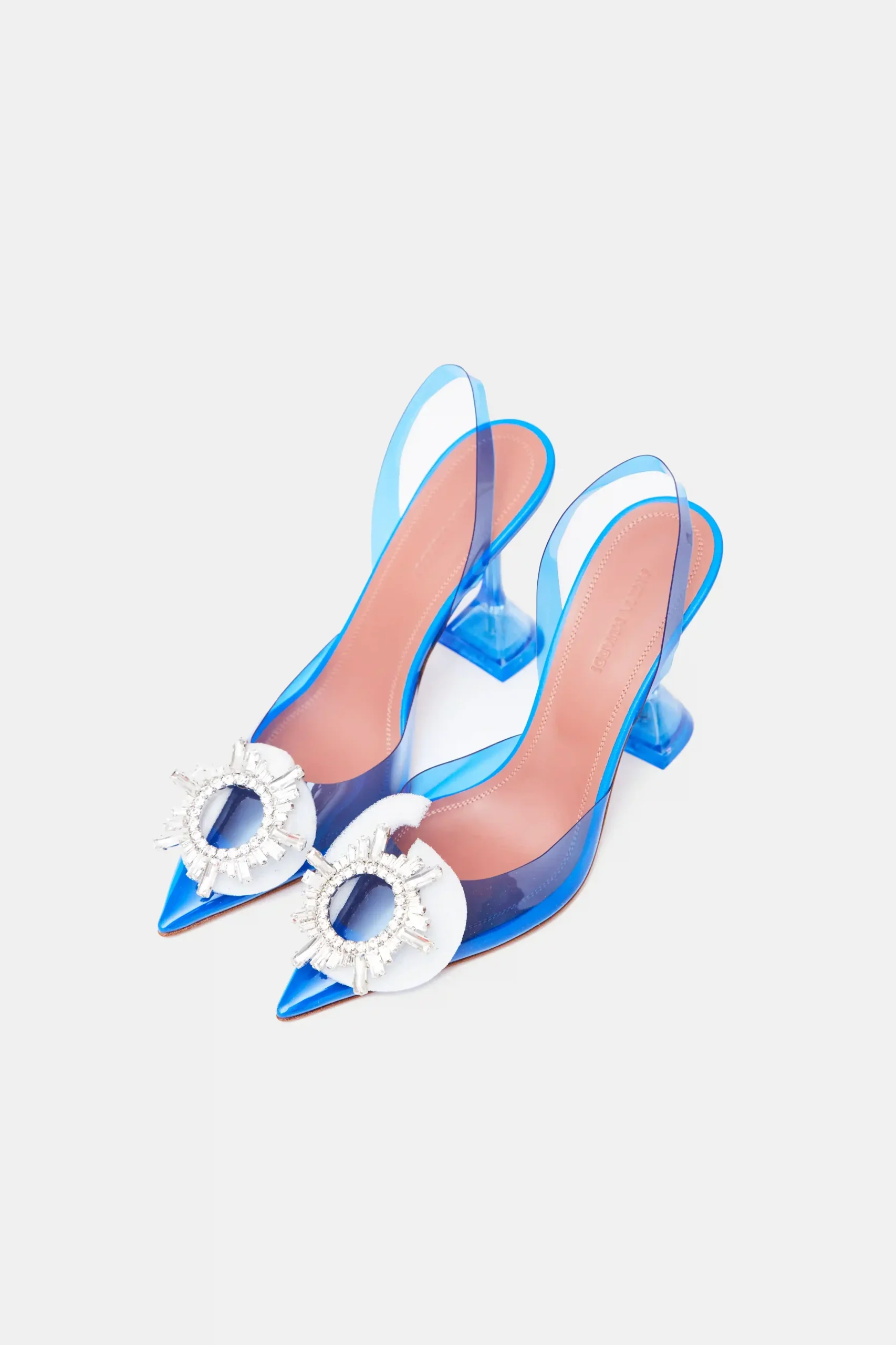 Amina Muaddi Begum Glass PVC Electric Blue Slingback Pump