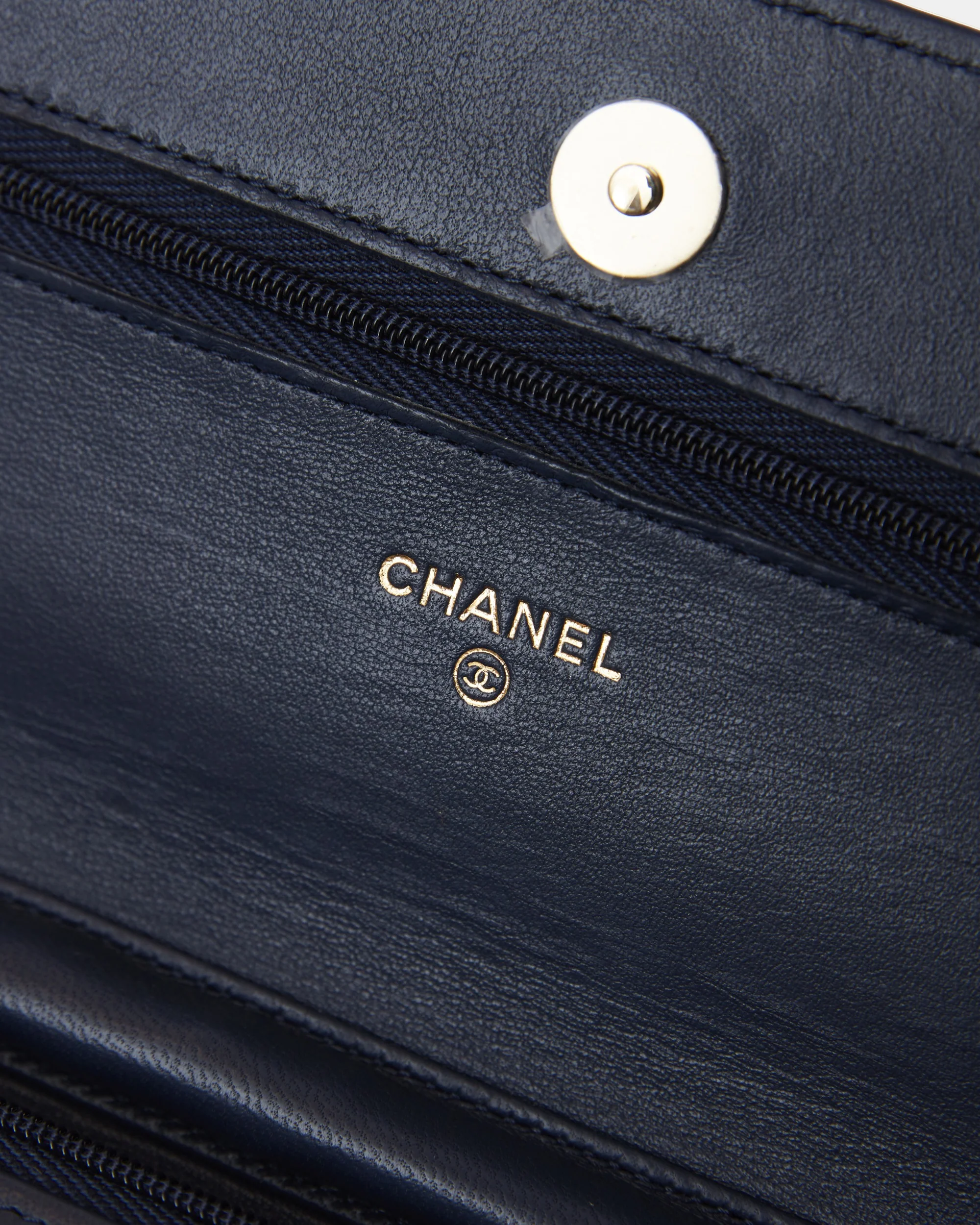 Chanel Wallet on Chain Navy Blue Lambskin Gold-Tone Metal