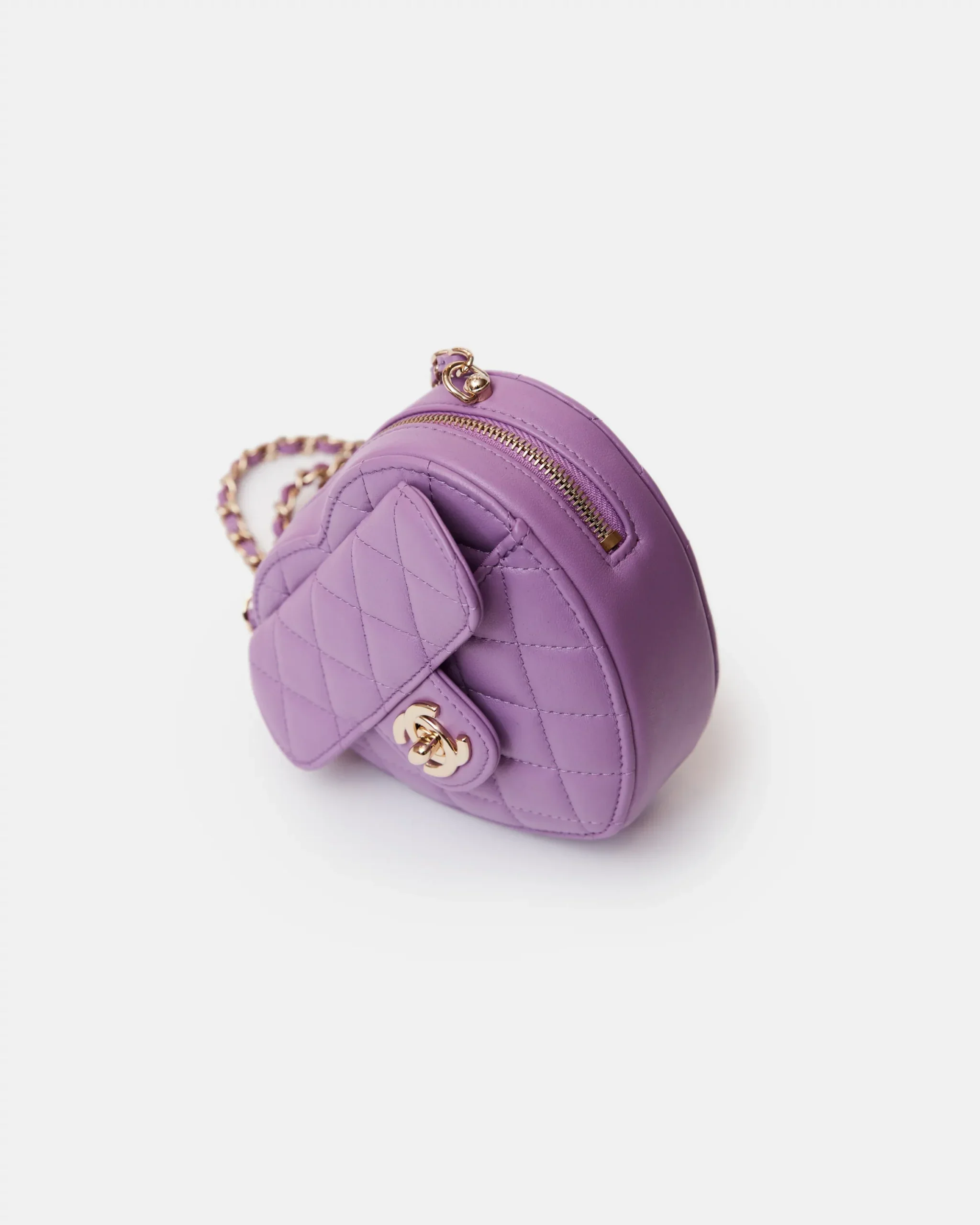 Chanel Heart Bag Small Purple Lambskin Gold-Tone Metal