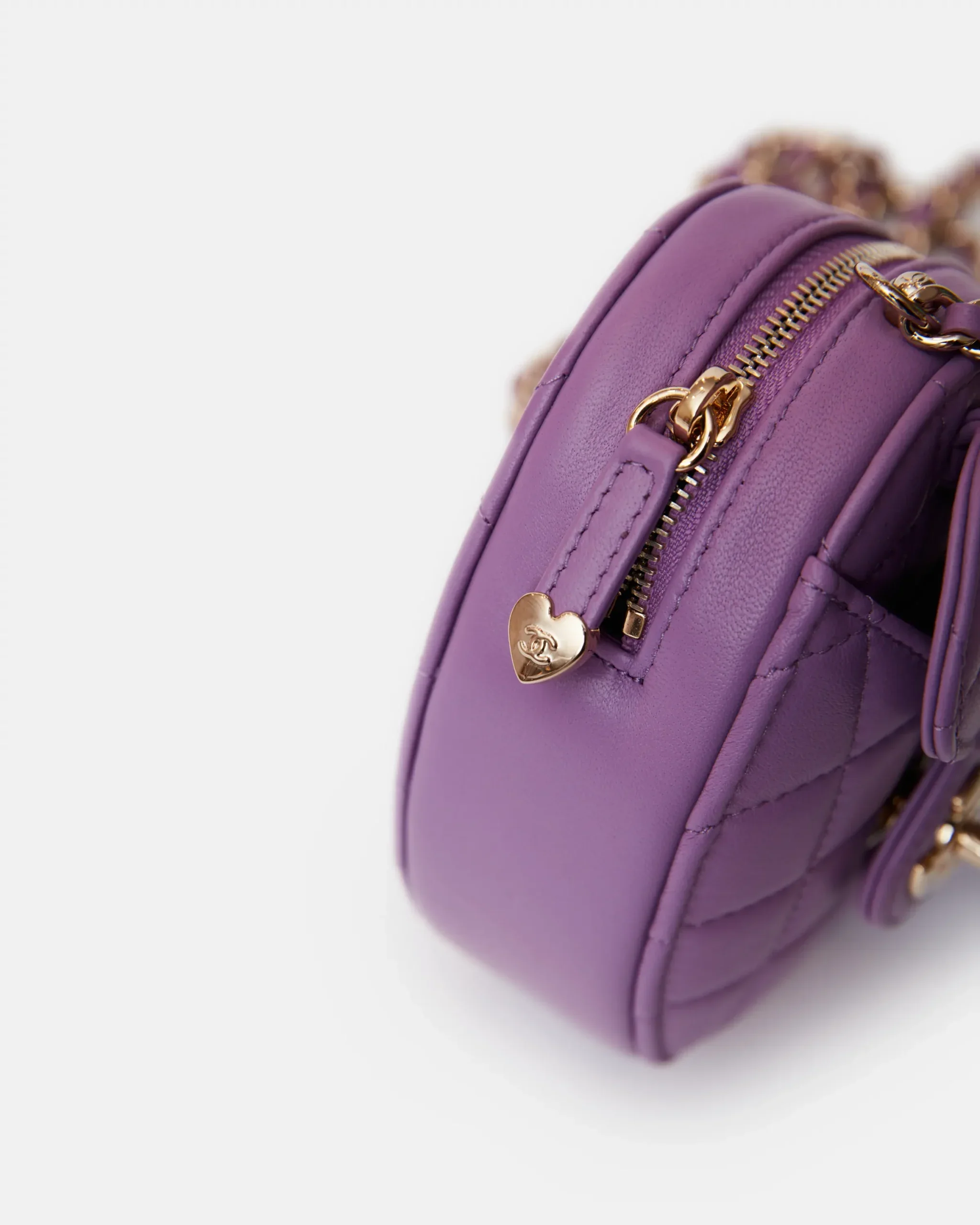 Chanel Heart Bag Small Purple Lambskin Gold-Tone Metal
