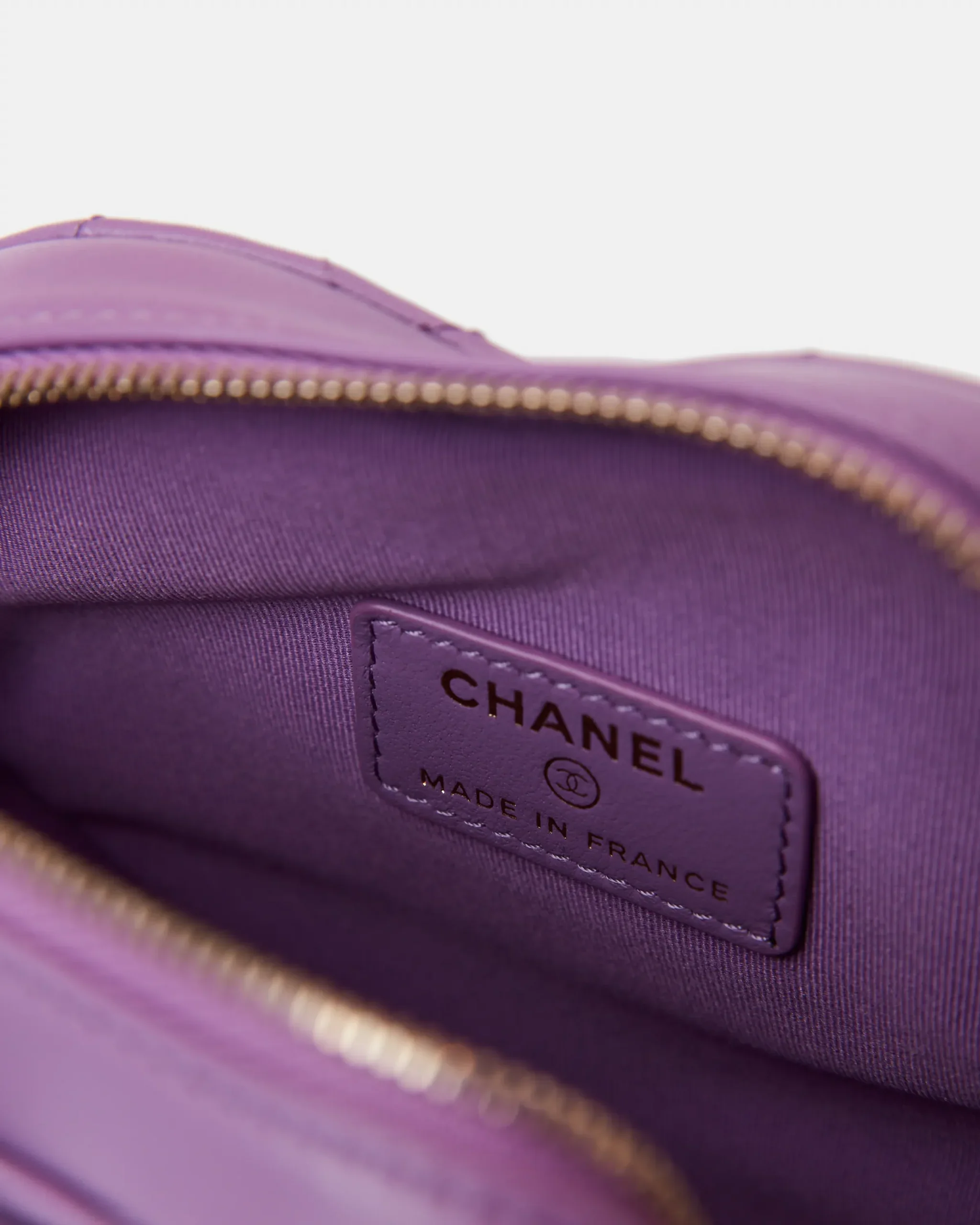 Chanel Heart Bag Small Purple Lambskin Gold-Tone Metal