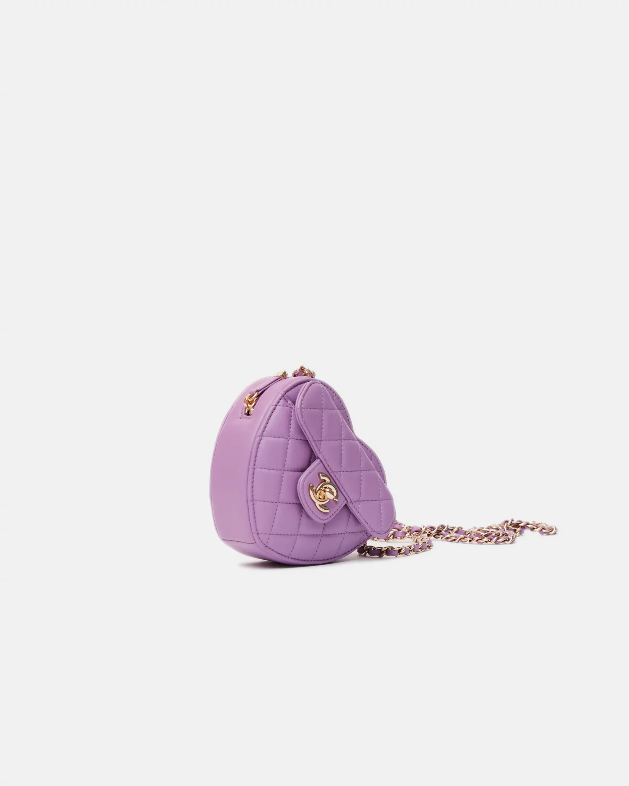 Chanel Heart Bag Small Purple Lambskin Gold-Tone Metal